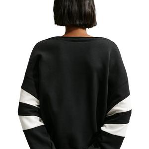Nike Women's Sportswear Club Fleece Oversized V-Neck Sweatshirt -Black/White