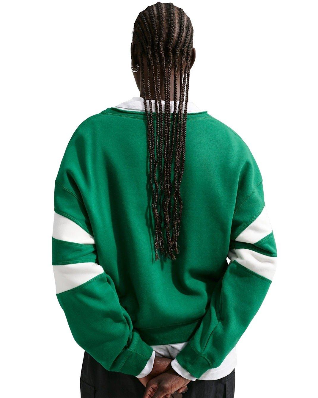 Nike Women's Sportswear Club Fleece Oversized V-Neck Sweatshirt - Green/White - GREEN/WHITE Thumbnail View 2