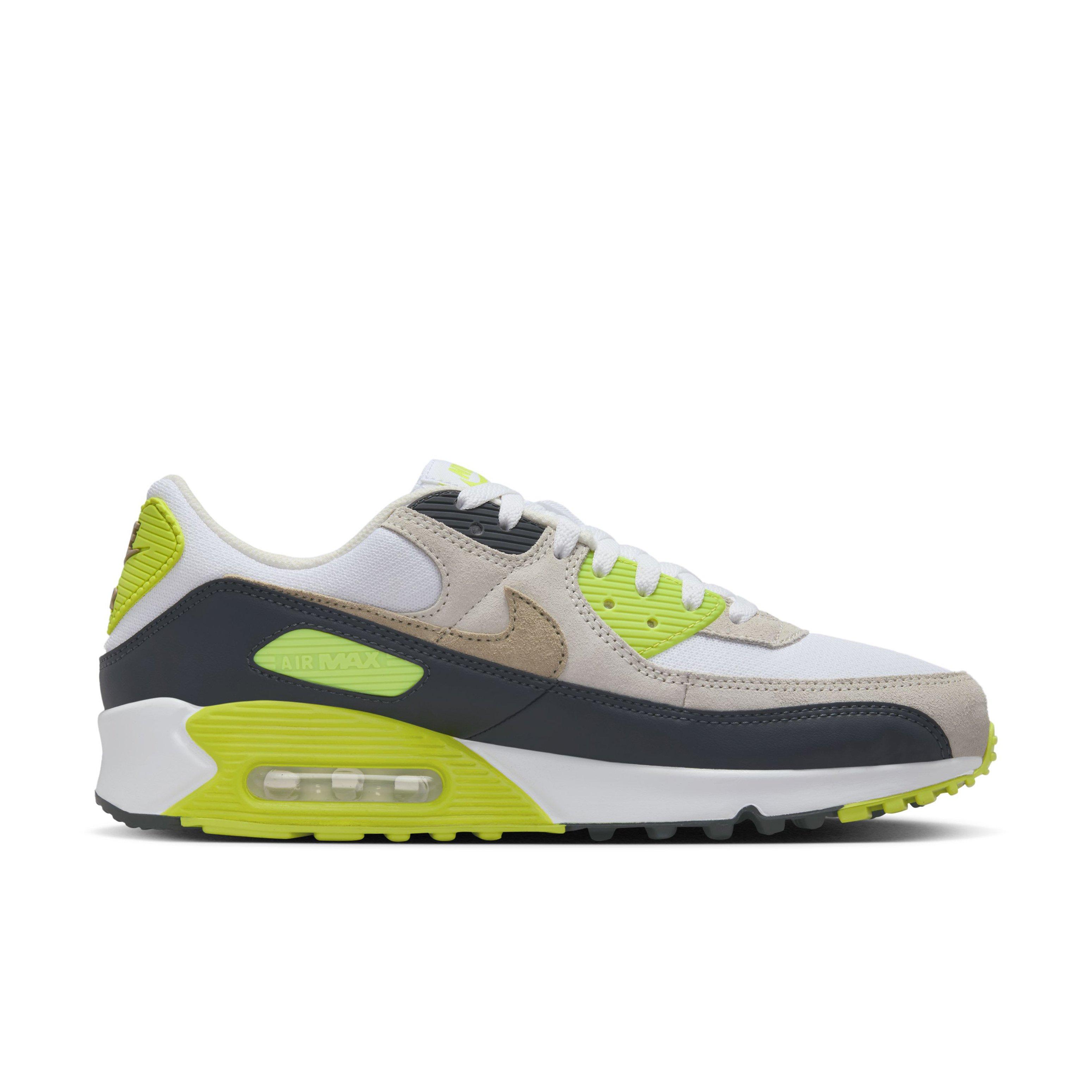 Nike Air Max 90 "White/Cyber/Dark Smoke Grey/Khaki" Men's Shoe - WHITE/CYBER/DK GREY/KHAKI