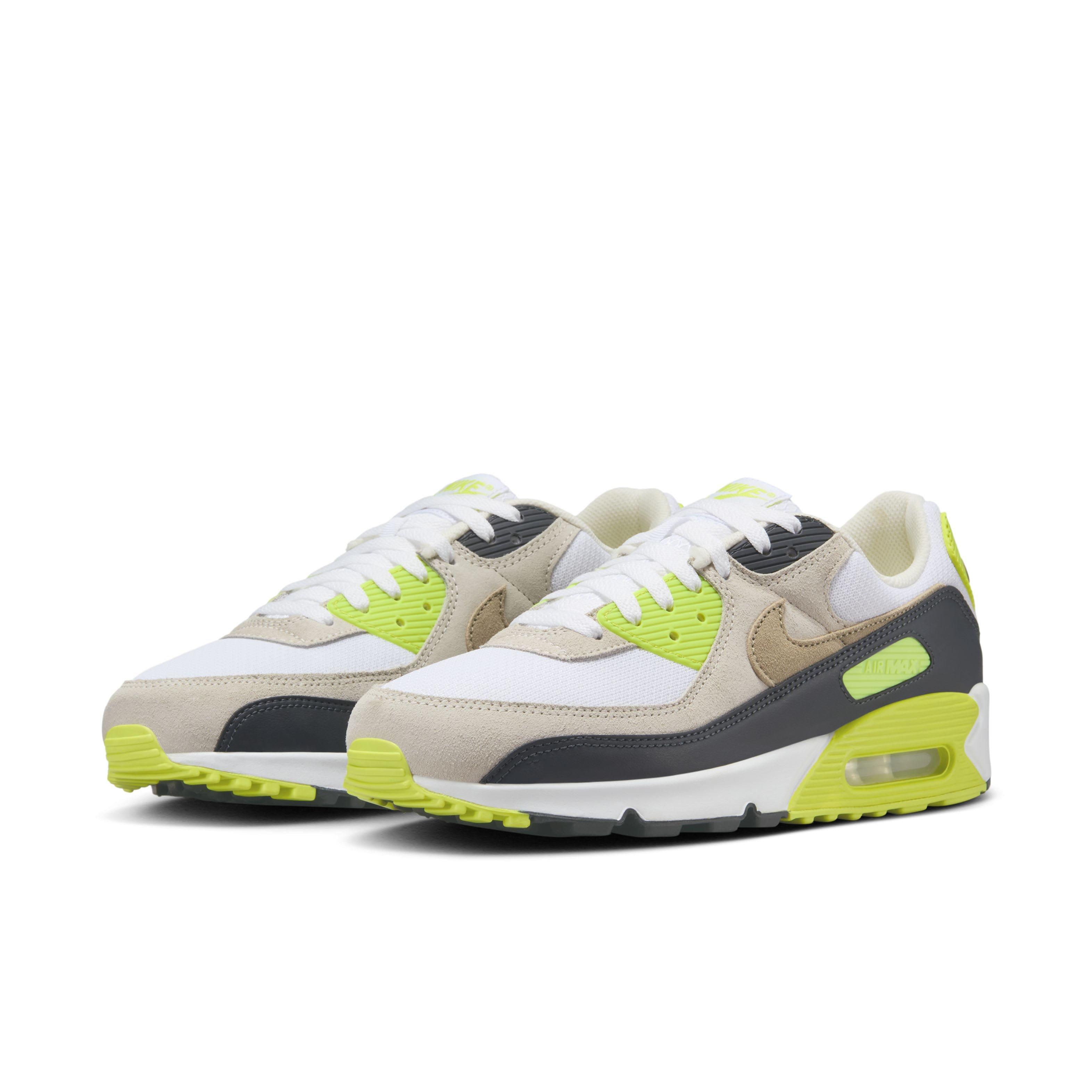 Nike Air Max 90 "White/Cyber/Dark Smoke Grey/Khaki" Men's Shoe - WHITE/CYBER/DK GREY/KHAKI Thumbnail View 3