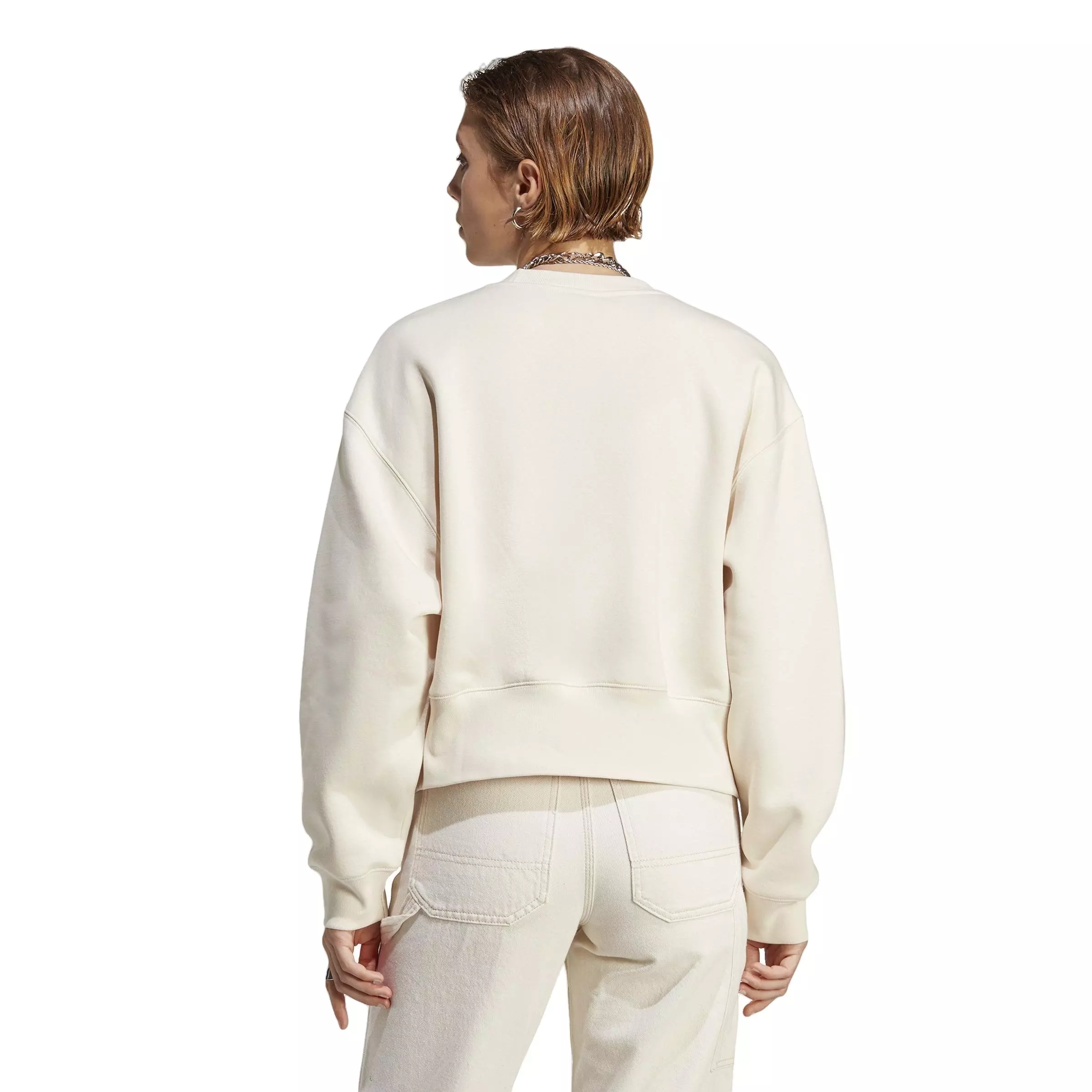 adidas Originals Women's Essentials Adicolor Crew Sweatshirt-White - WHITE