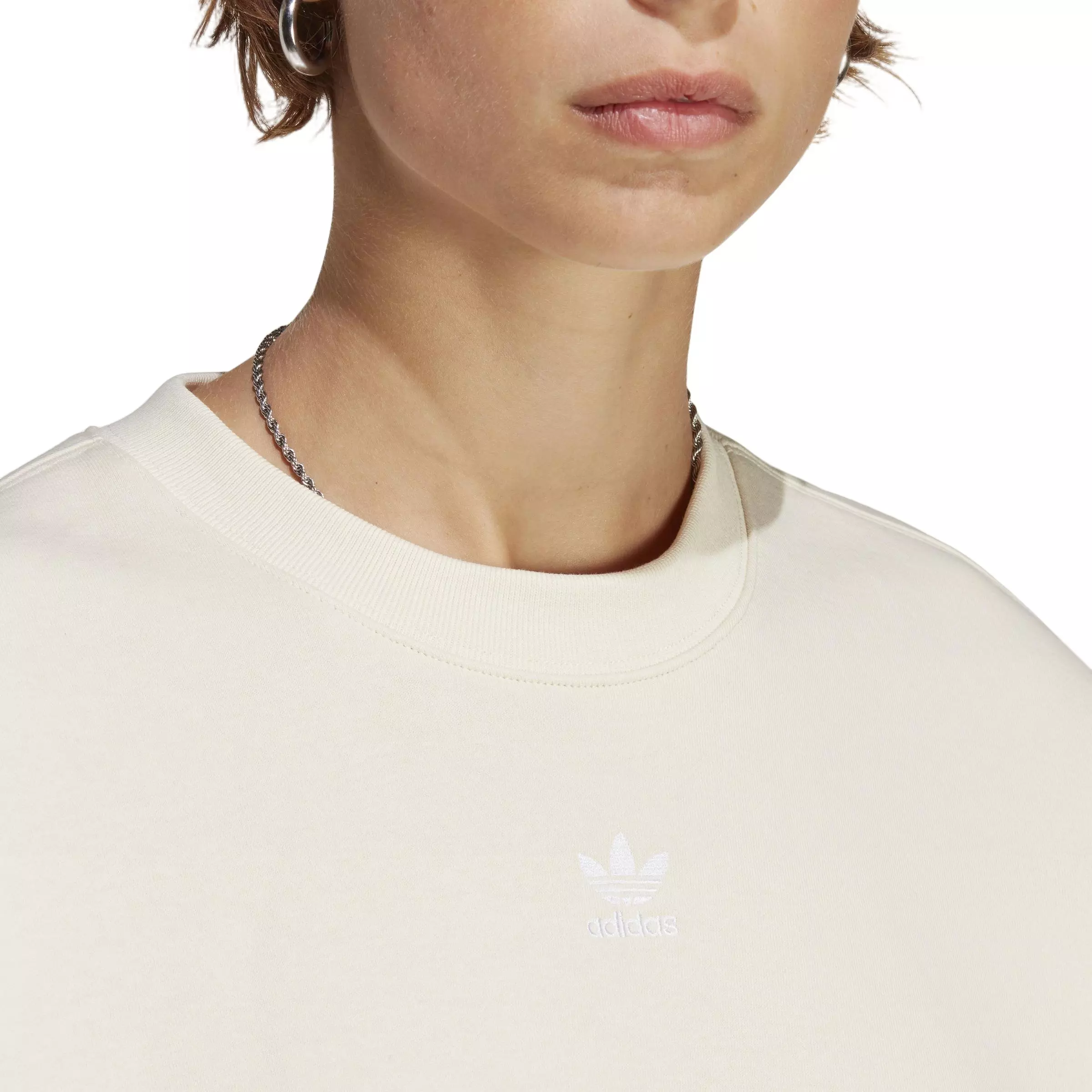 adidas Originals Women's Essentials Adicolor Crew Sweatshirt-White - WHITE