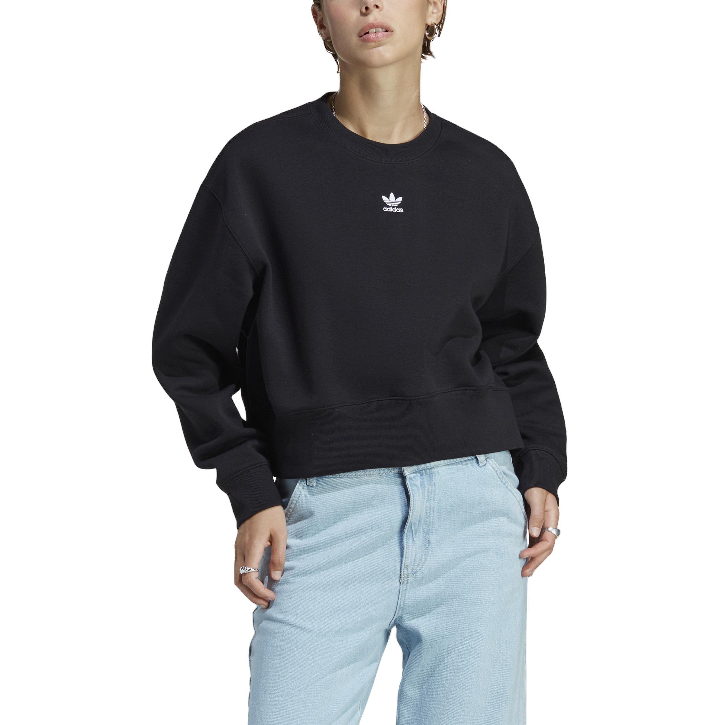 adidas Originals Women's Essentials Adicolor Crew Sweatshirt-Black - BLACK Thumbnail View 1