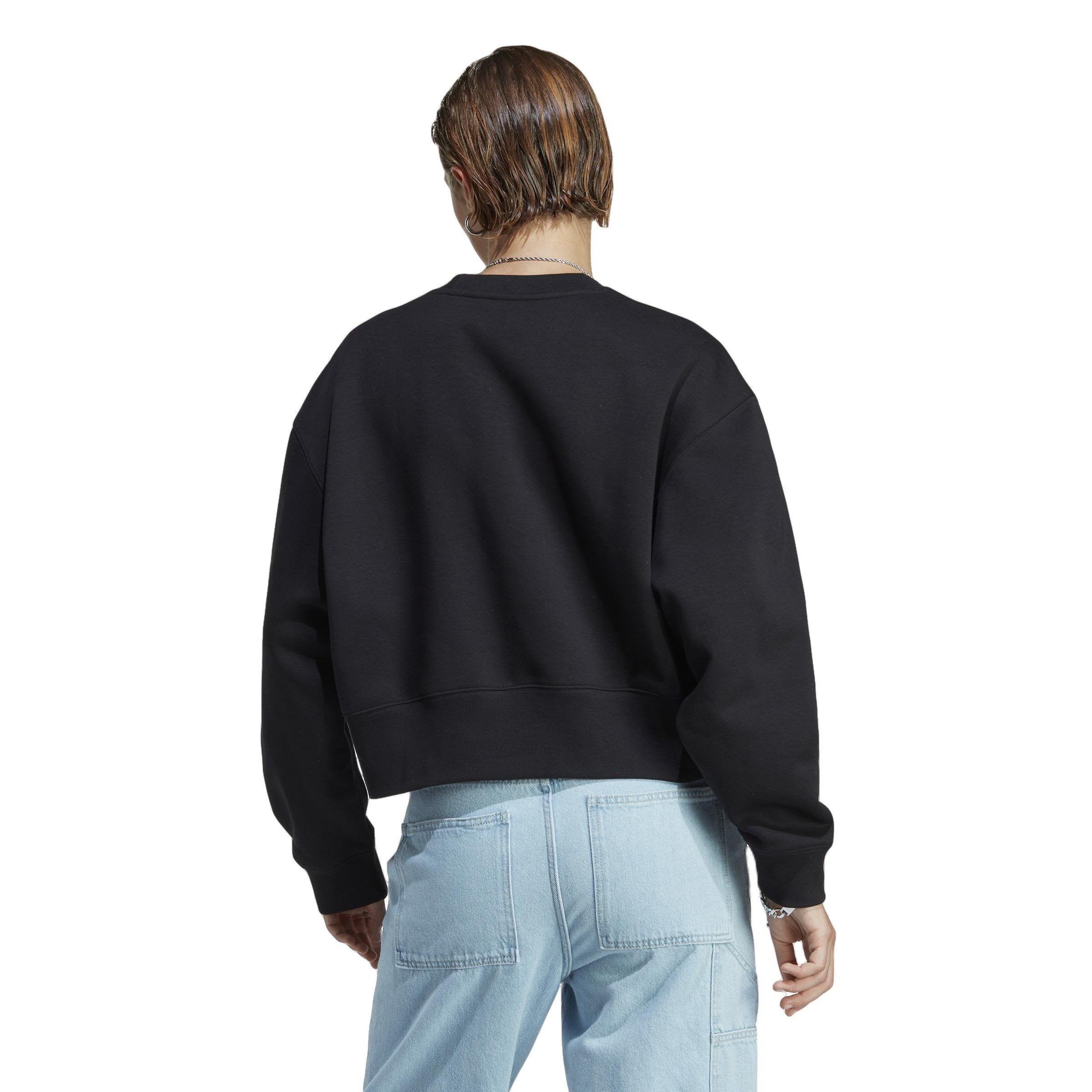 adidas Originals Women's Essentials Adicolor Crew Sweatshirt-Black - BLACK Thumbnail View 2