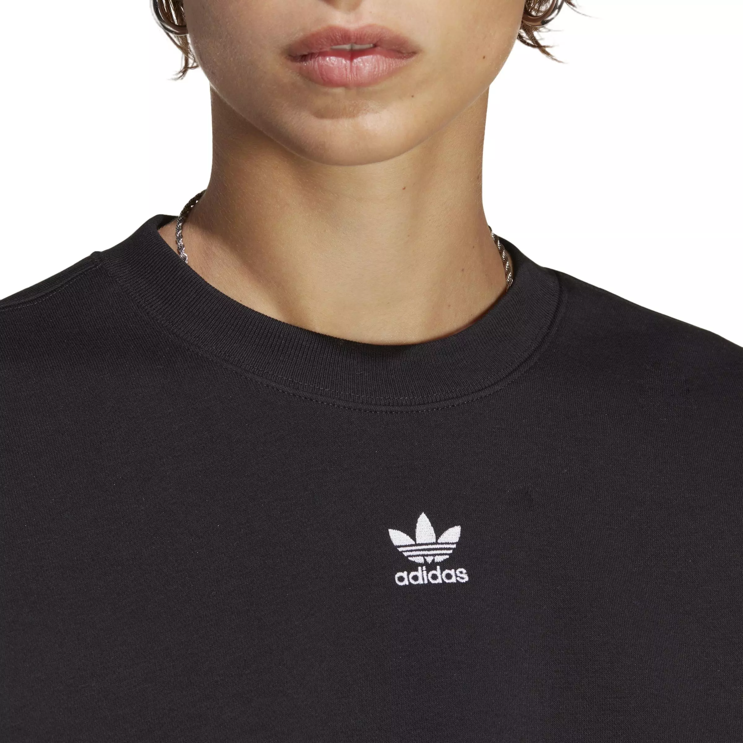 adidas Originals Women's Essentials Adicolor Crew Sweatshirt-Black - BLACK