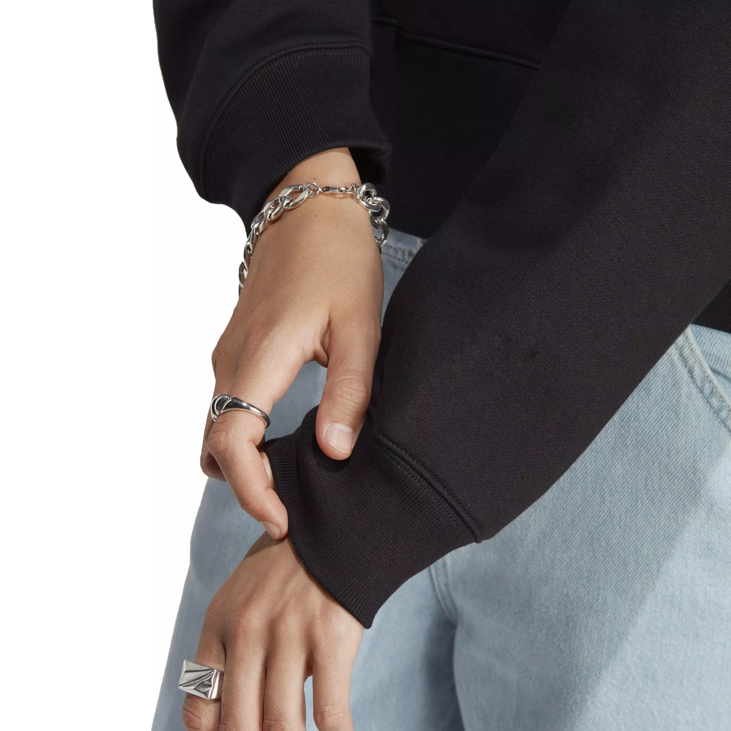 adidas Originals Women's Essentials Adicolor Crew Sweatshirt-Black - BLACK