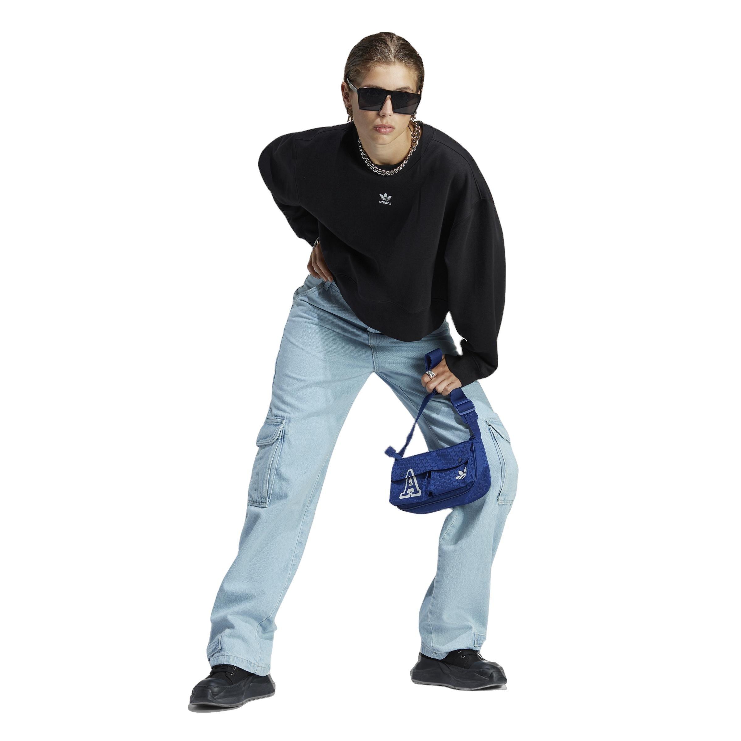 adidas Originals Women's Essentials Adicolor Crew Sweatshirt-Black - BLACK Thumbnail View 5