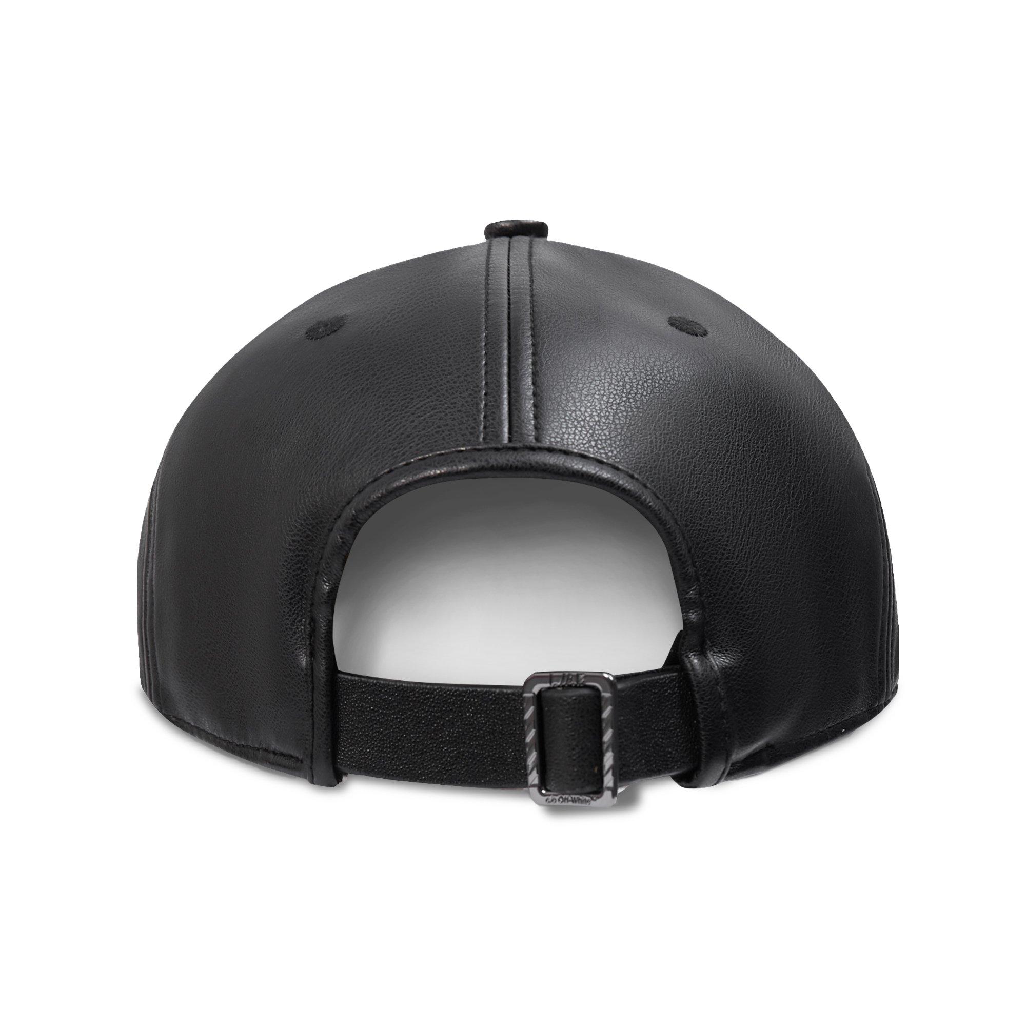 L/AB c/o Off-White Clamp Arrows Curved Brim PU Leather Dad Hat - Black - BLACK
