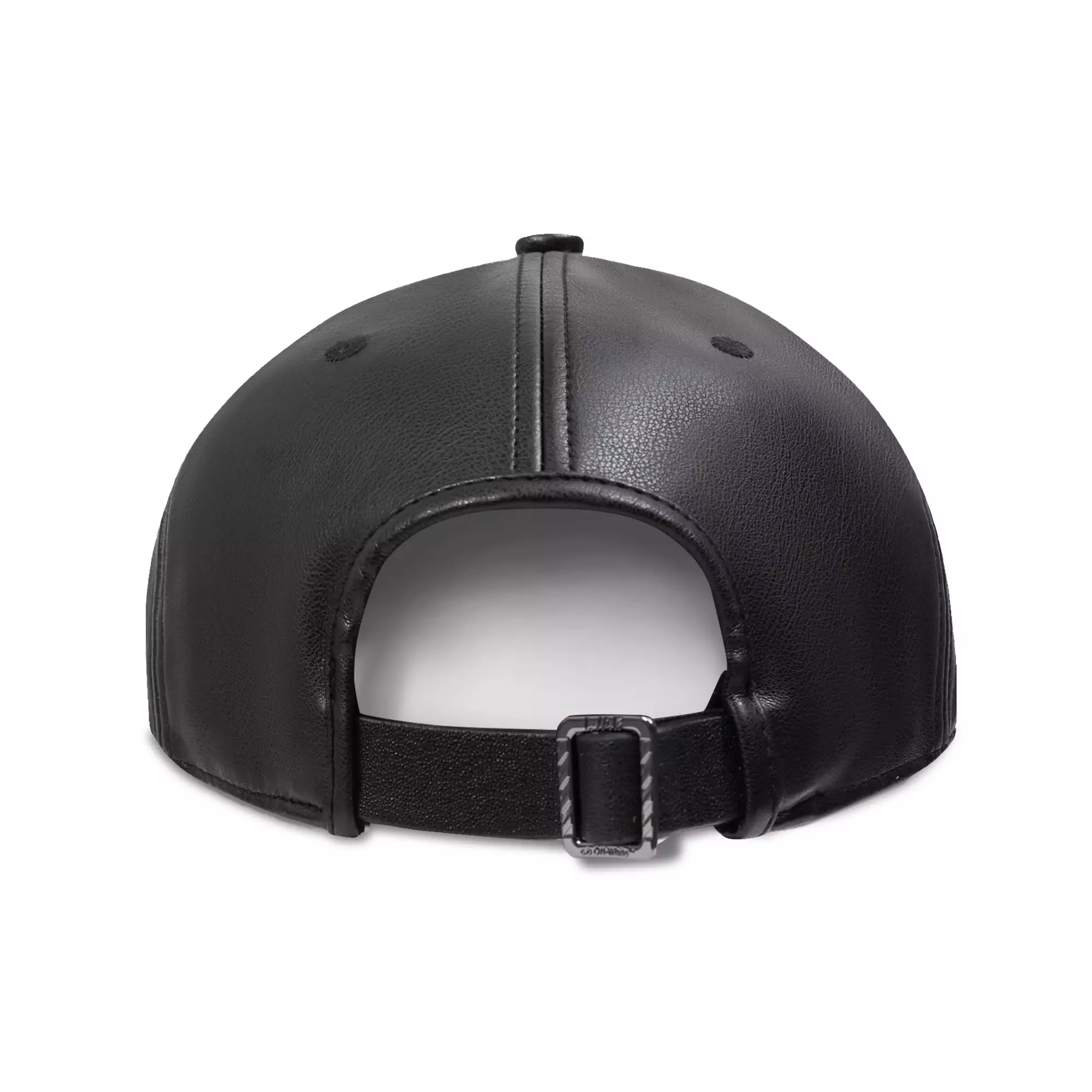 L/AB c/o Off-White Clamp Arrows Curved Brim PU Leather Dad Hat - Black - BLACK