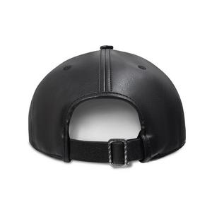 L/AB c/o Off-White Clamp Arrows Curved Brim PU Leather Dad Hat - Black - BLACK
