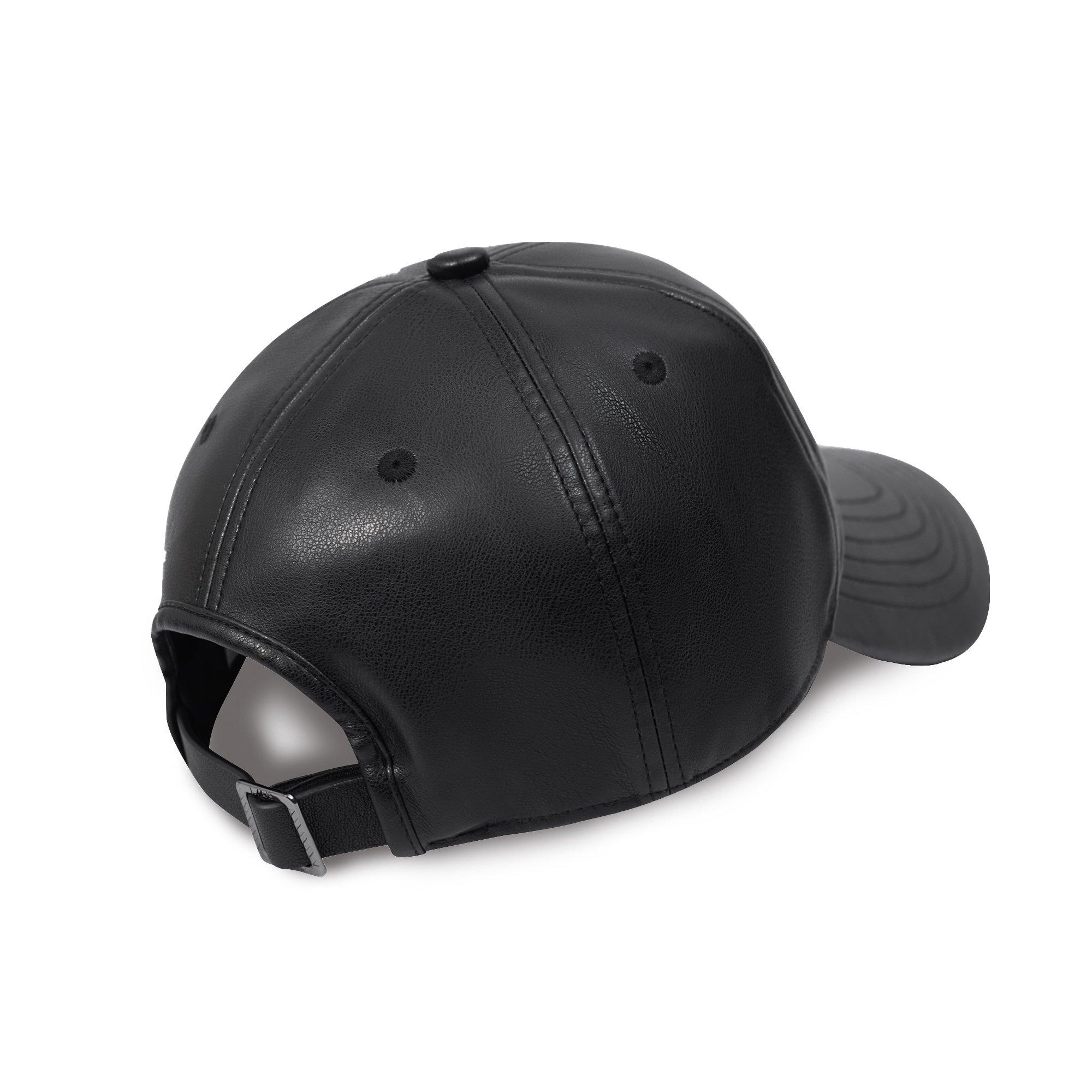 L/AB c/o Off-White Clamp Arrows Curved Brim PU Leather Dad Hat - Black - BLACK