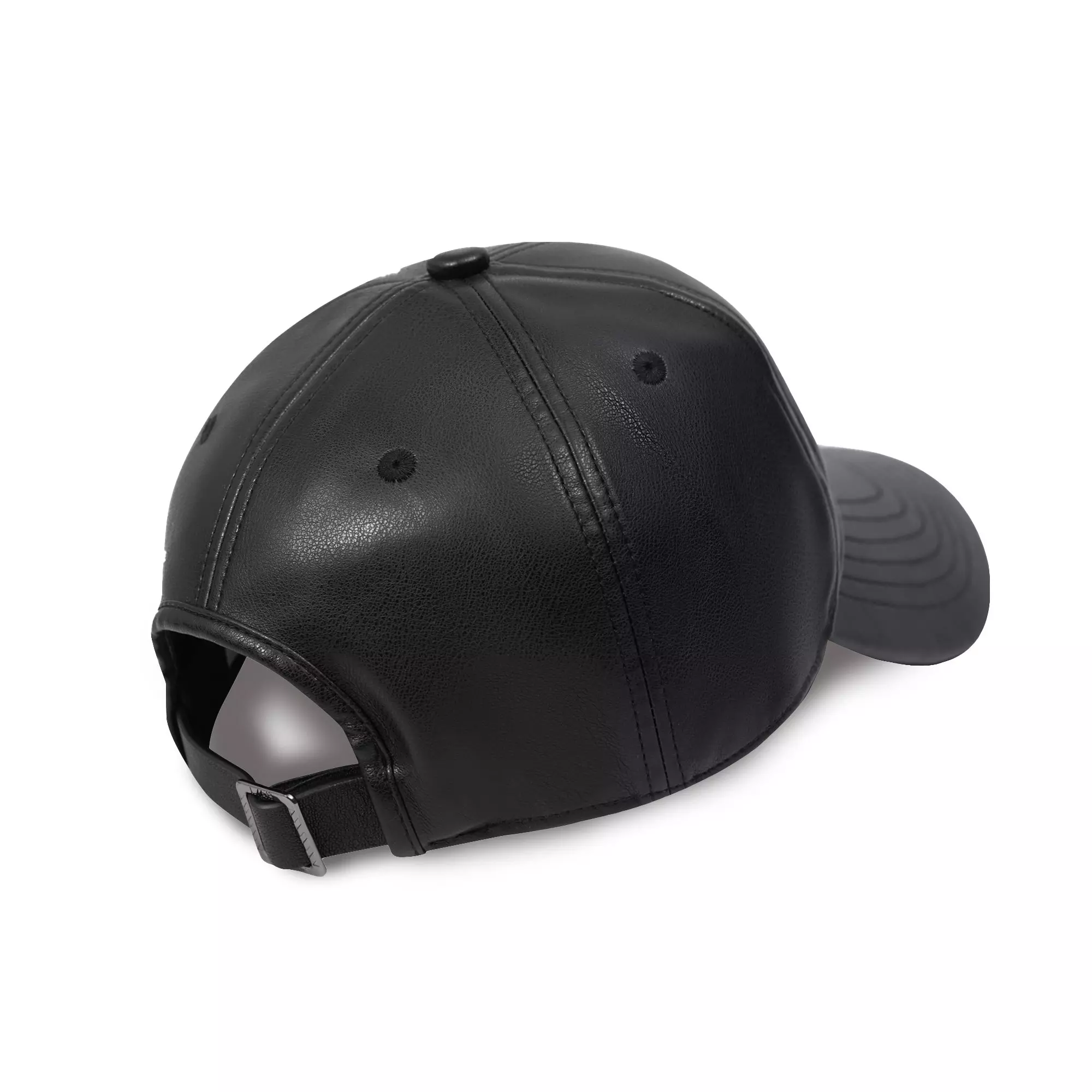 L/AB c/o Off-White Clamp Arrows Curved Brim PU Leather Dad Hat - Black - BLACK