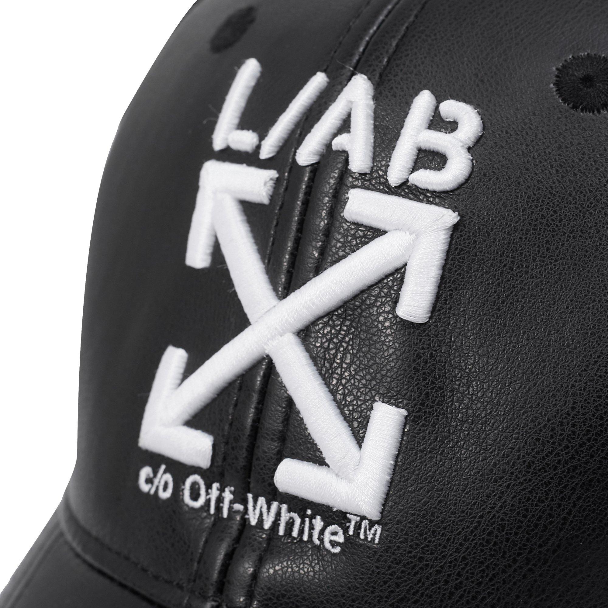 L/AB c/o Off-White Clamp Arrows Curved Brim PU Leather Dad Hat - Black - BLACK