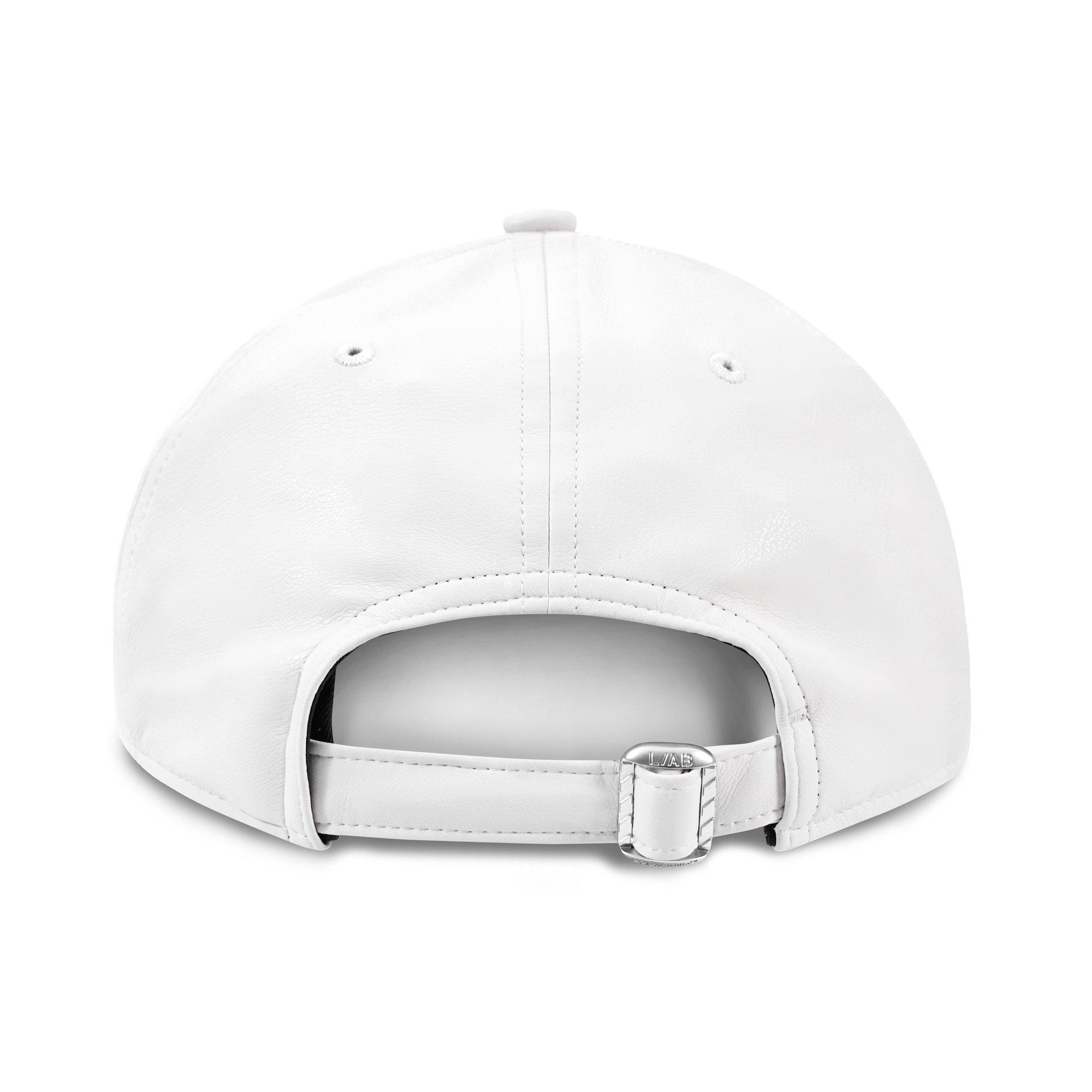 L/AB c/o Off-White Clamp Arrows Curved Brim PU Leather Dad Hat - White - WHITE
