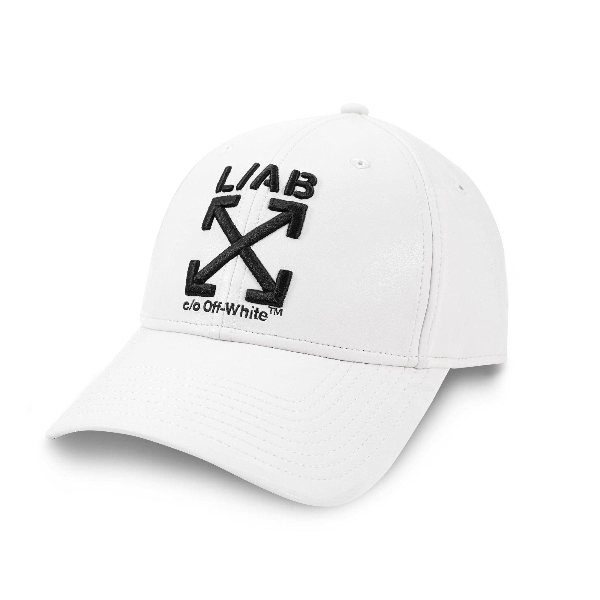 L/AB c/o Off-White Clamp Arrows Curved Brim PU Leather Dad Hat - White - WHITE