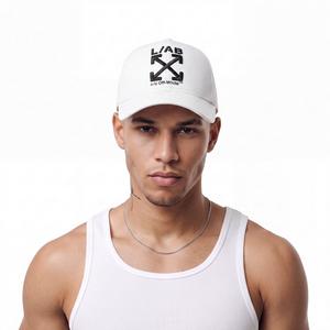 L/AB c/o Off-White Clamp Arrows Curved Brim PU Leather Dad Hat - White - WHITE