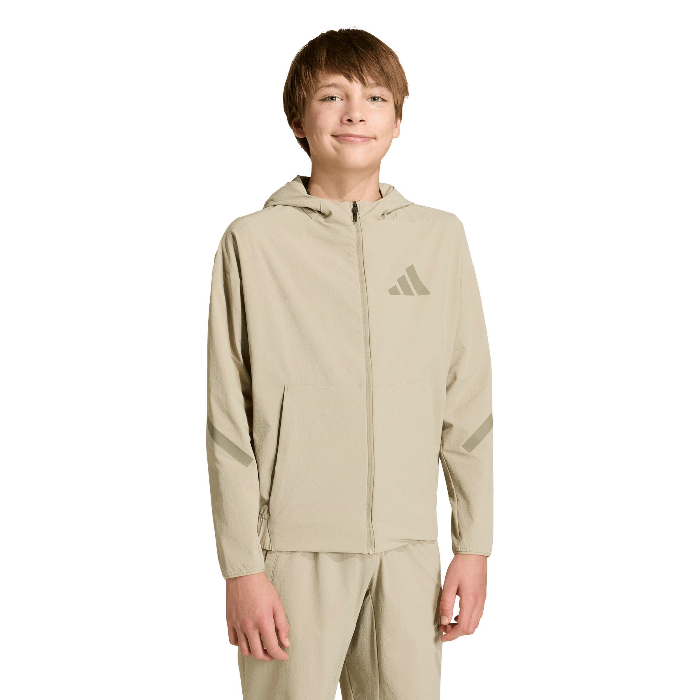 adidas Big Boys' Z.N.E. Woven Travel Cover Up Track Top - Beige