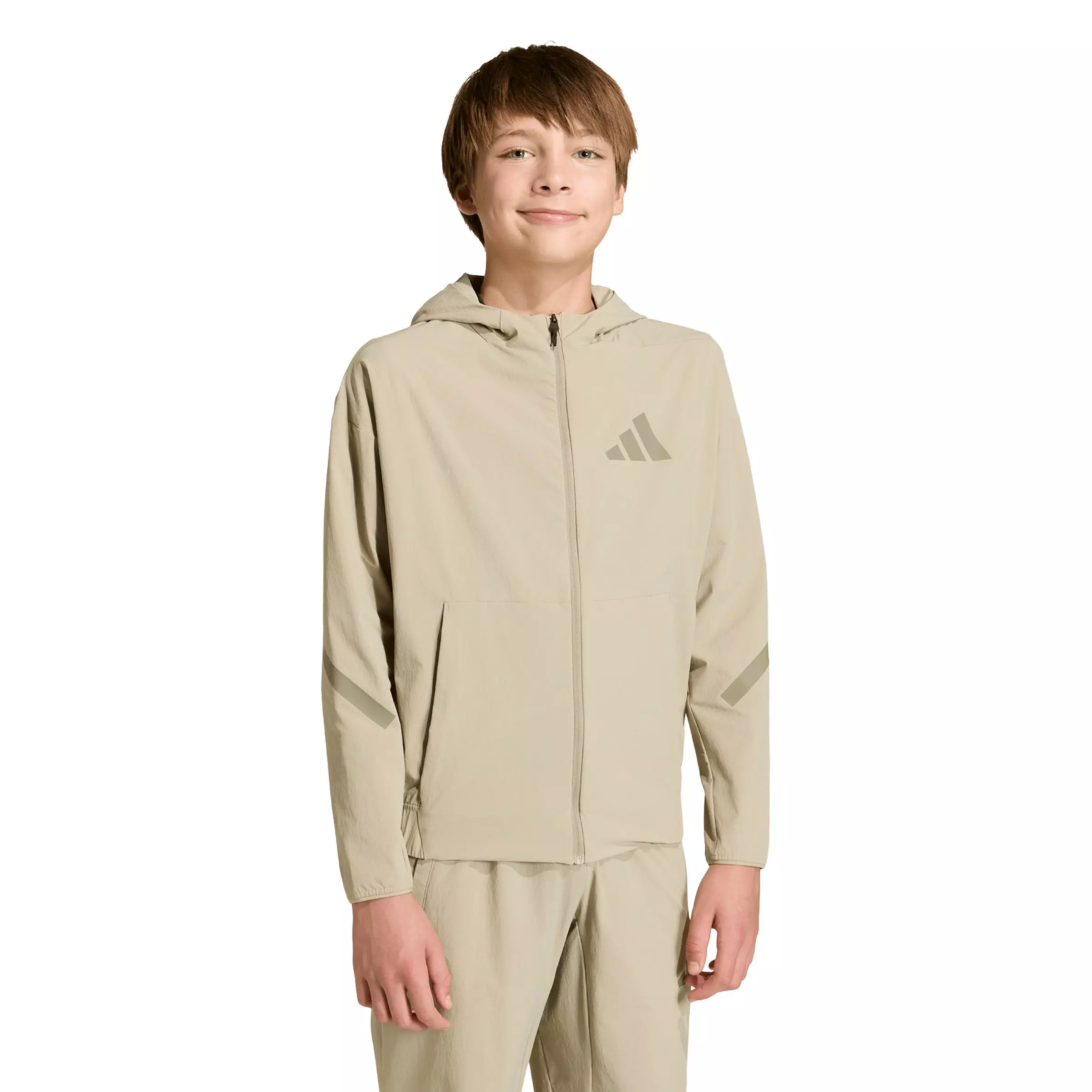 adidas Big Boys' Z.N.E. Woven Travel Cover Up Track Top - Beige - BEIGE