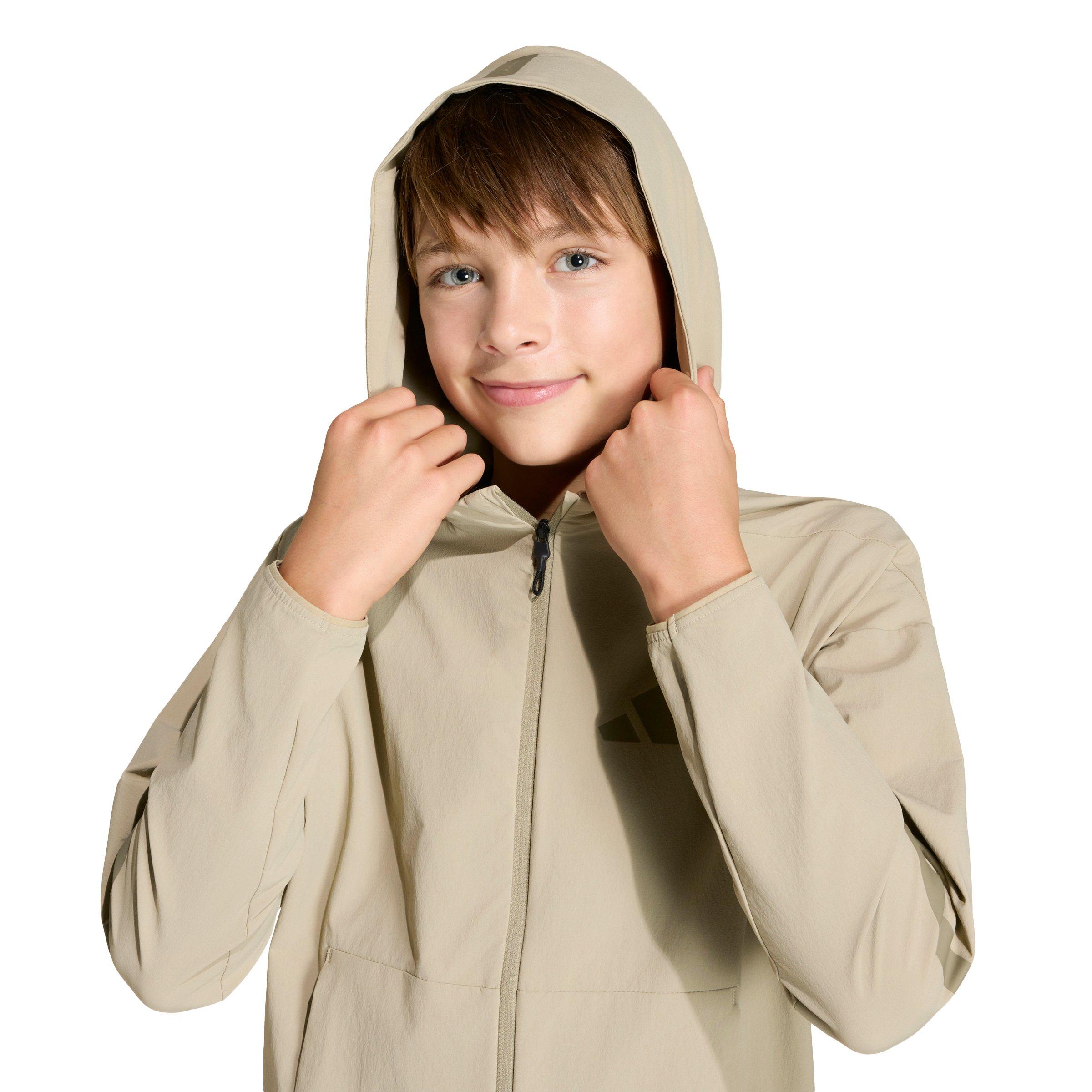 adidas Z.N.E. Woven Travel Cover Up Big Boys' Beige Track Top