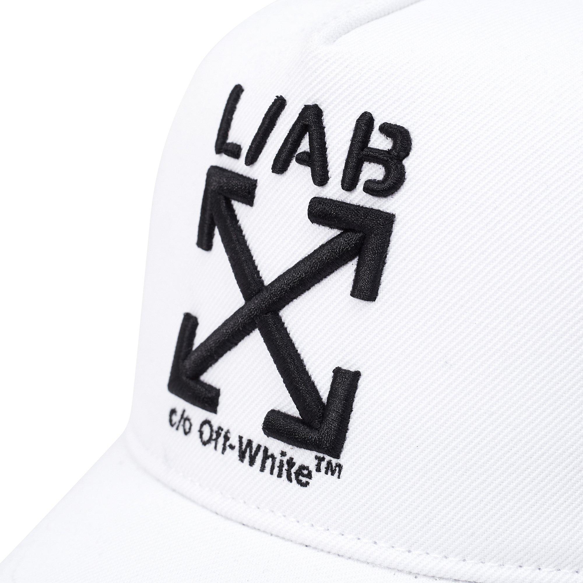 L/AB c/o Off-White Clamp Arrows Curved Brim Trucker Hat - White - WHITE