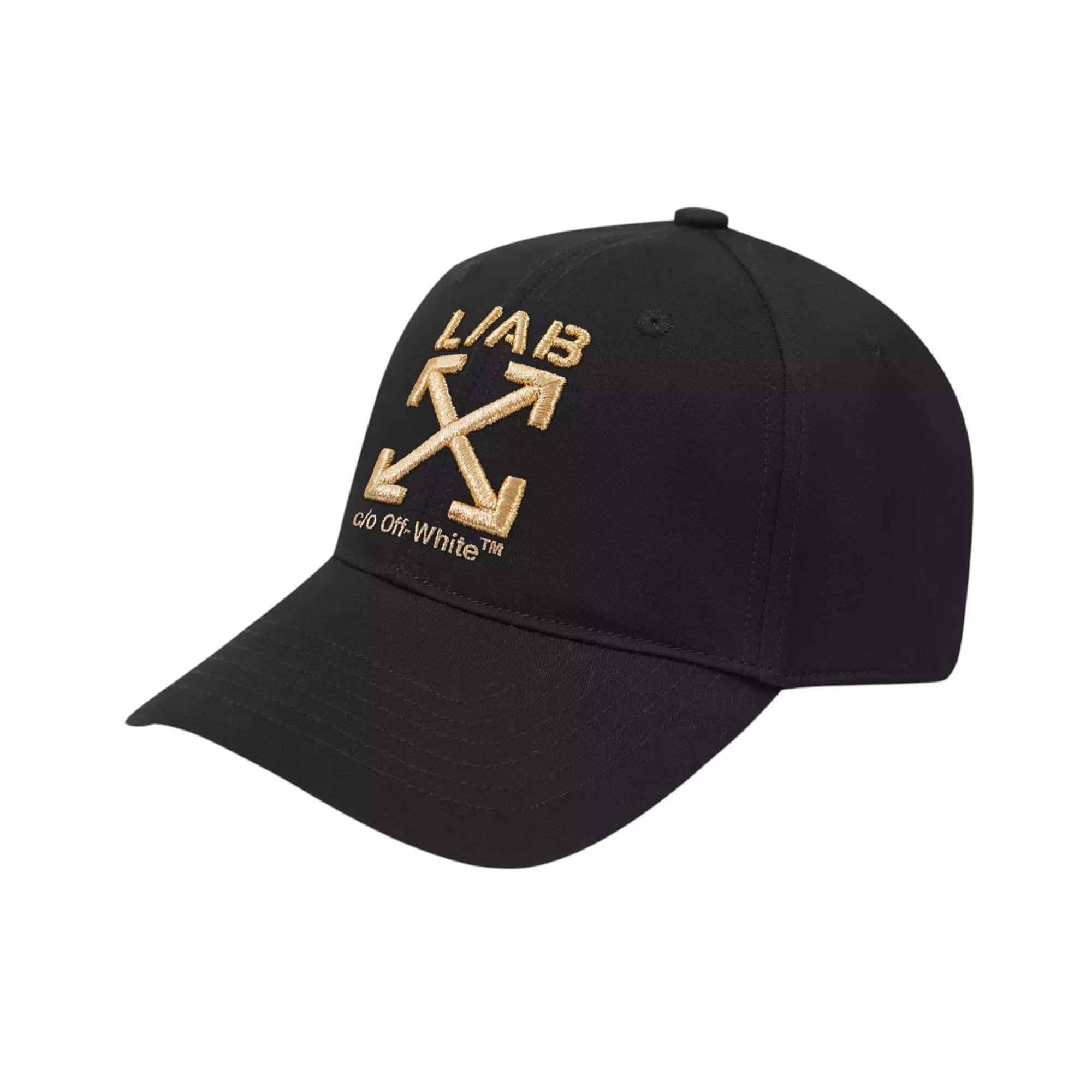 L/AB c/o Off-White Clamp Arrows Curved Brim Twill Hat - Black/Gold - BLACK/GOLD