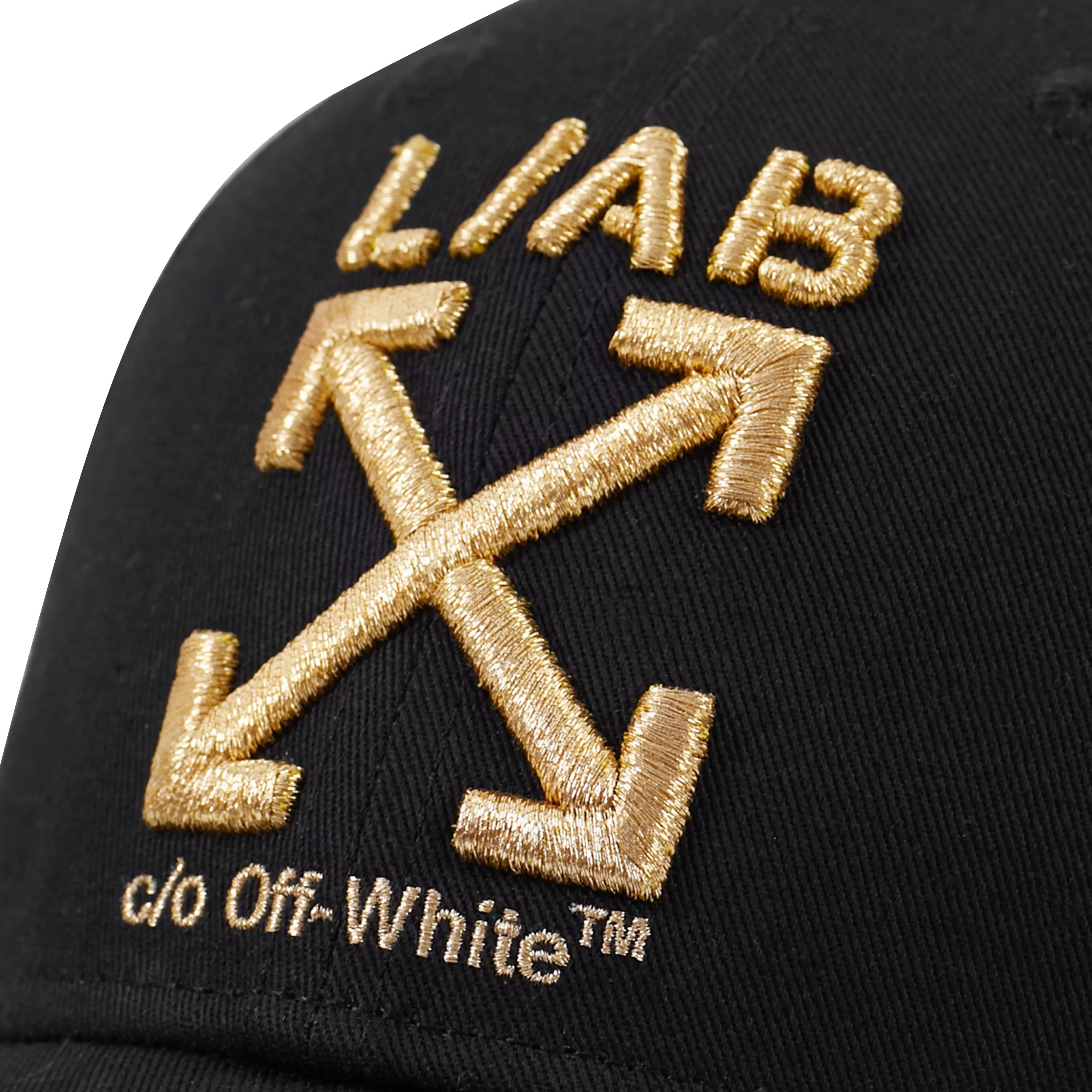 L/AB c/o Off-White Clamp Arrows Curved Brim Twill Hat - Black/Gold - BLACK/GOLD