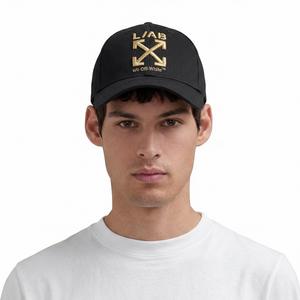 L/AB c/o Off-White Clamp Arrows Curved Brim Twill Hat - Black/Gold - BLACK/GOLD