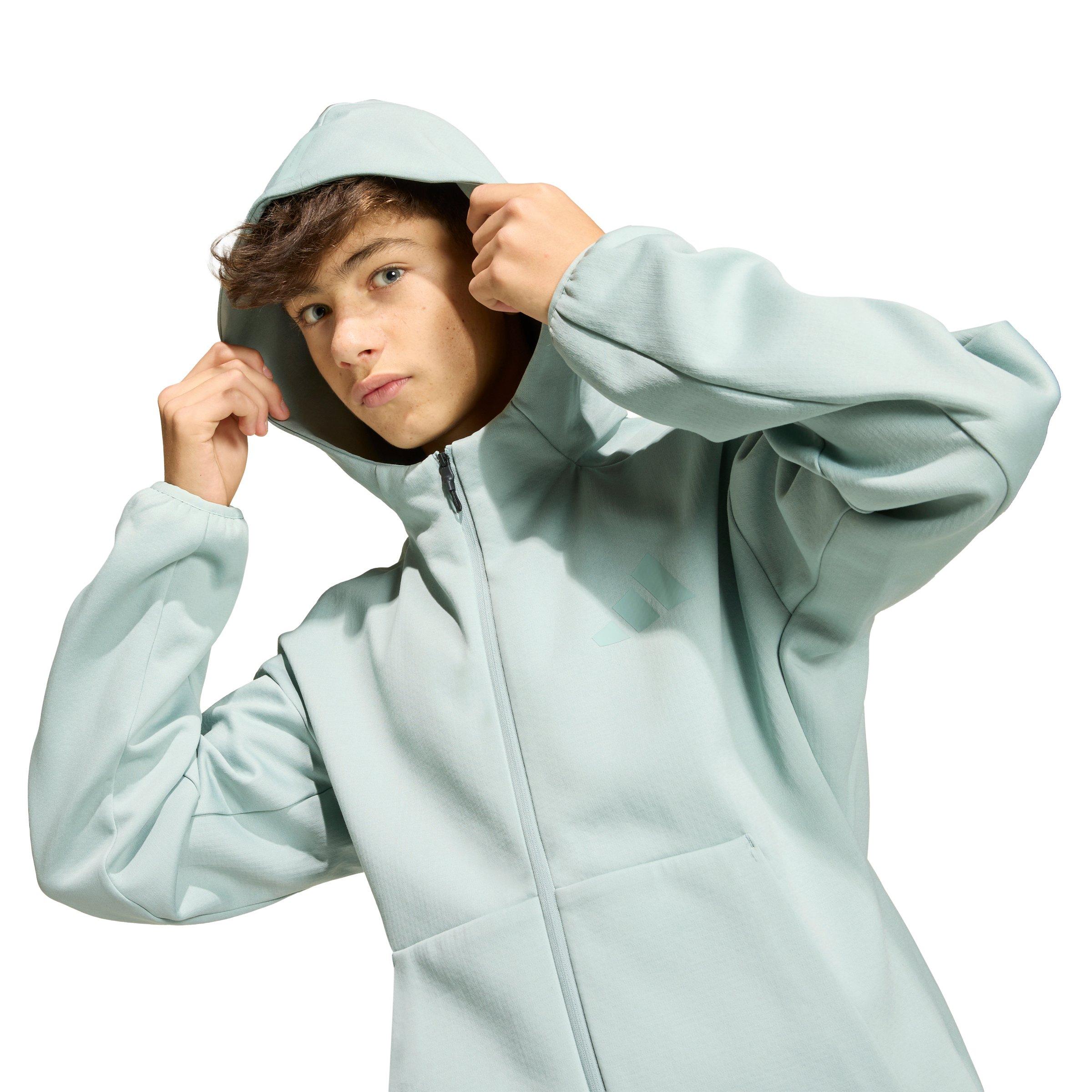 adidas Big Boys' Z.N.E. Full-Zip Hooded Track Jacket - Light Green - LIGHT GREEN Thumbnail View 3