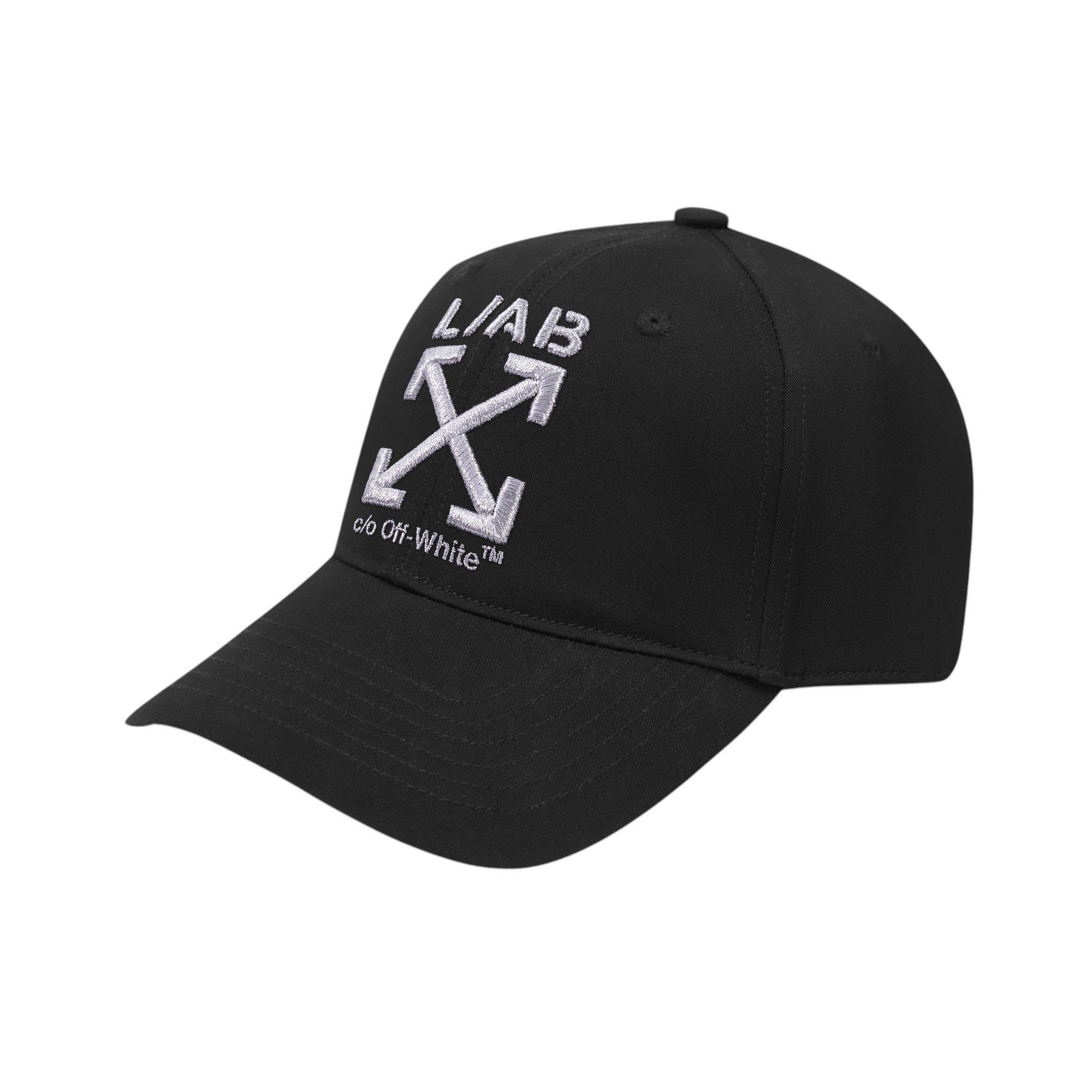 L/AB c/o Off-White Clamp Arrows Curved Brim Twill Hat - Black/Silver - BLACK/SILVER