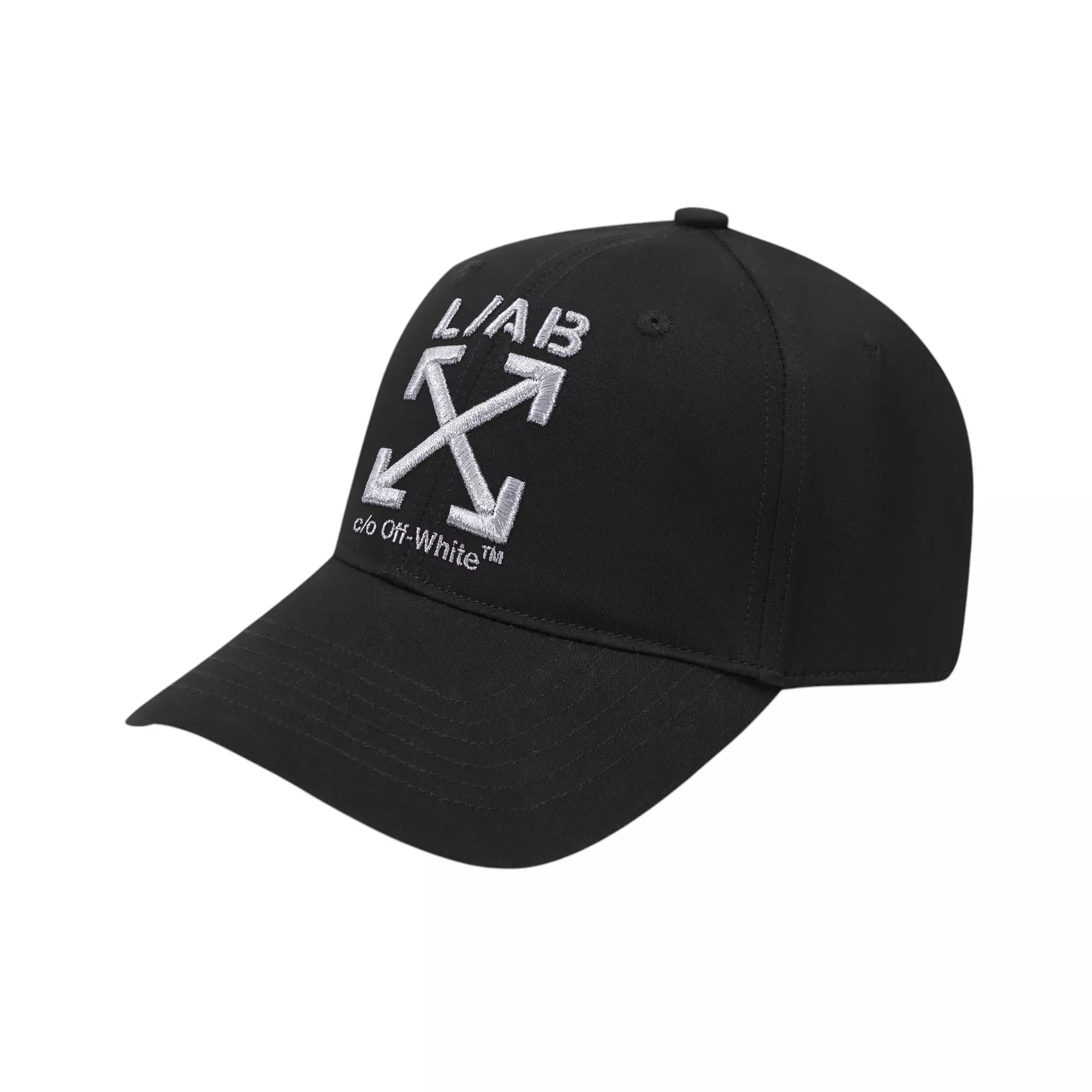 L/AB c/o Off-White Clamp Arrows Curved Brim Twill Hat - Black/Silver - BLACK/SILVER