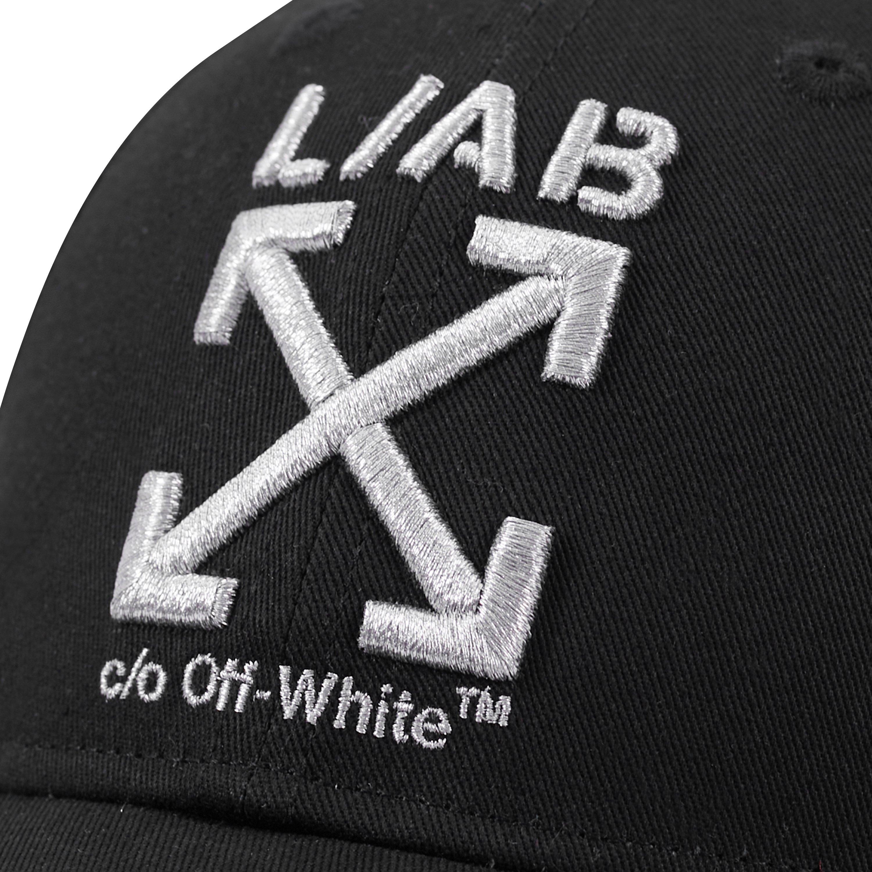 L/AB c/o Off-White Clamp Arrows Curved Brim Twill Hat - Black/Silver - BLACK/SILVER