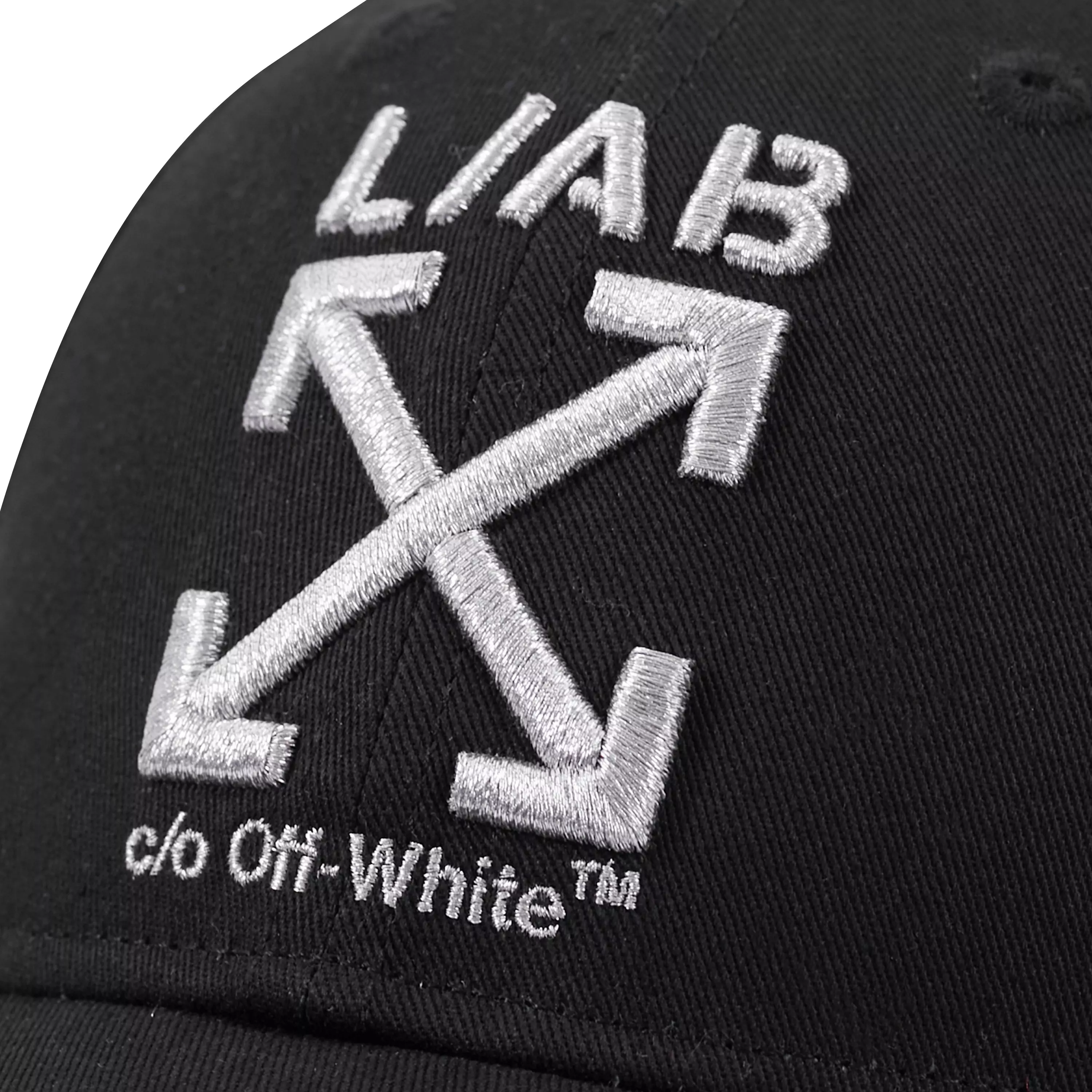 L/AB c/o Off-White Clamp Arrows Curved Brim Twill Hat - Black/Silver - BLACK/SILVER
