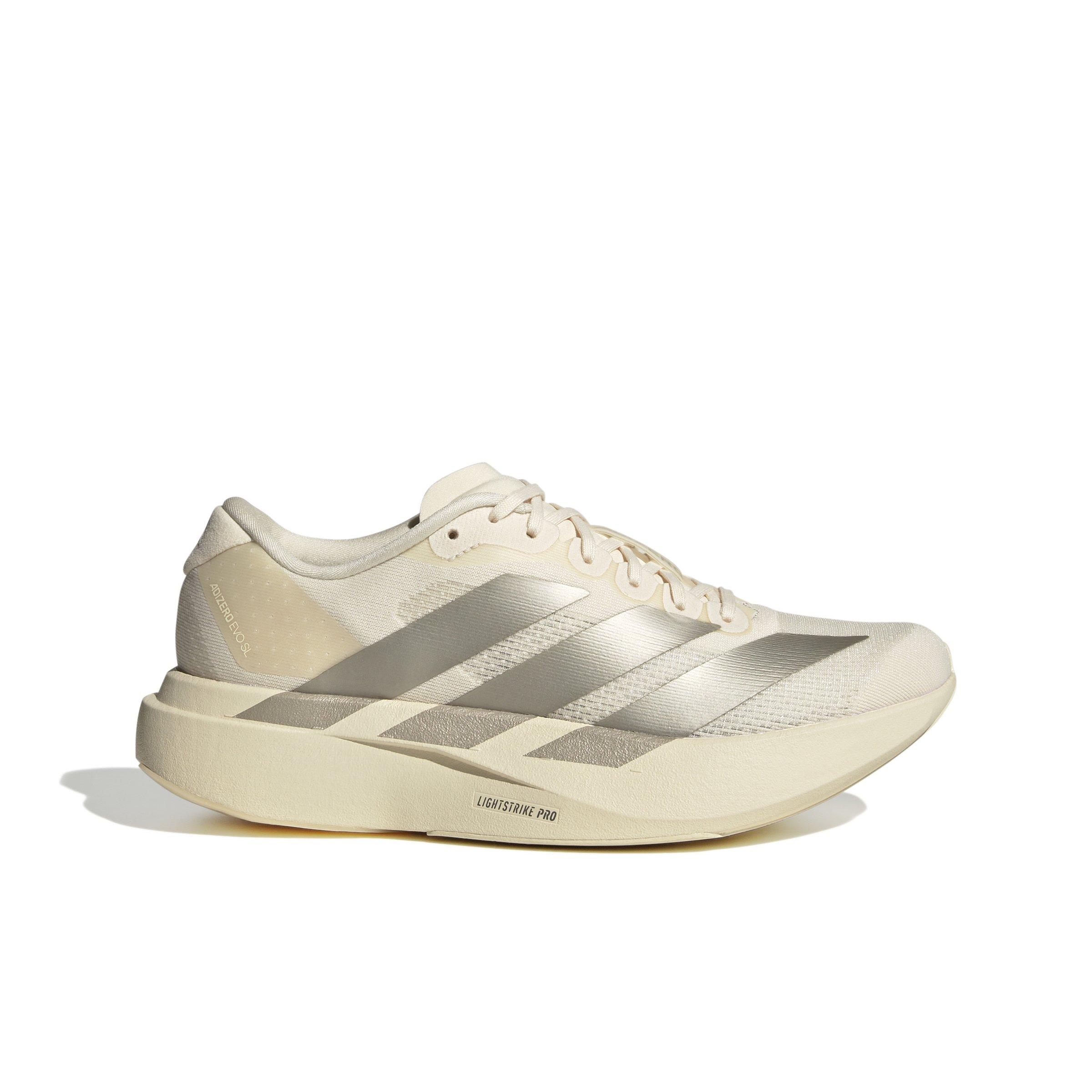adidas Adizero EVO SL "Wonder White/Cyber Metallic/Warm Vanilla" Women's Running Shoe - WHITE/METALLIC/VANILLA Thumbnail View 1