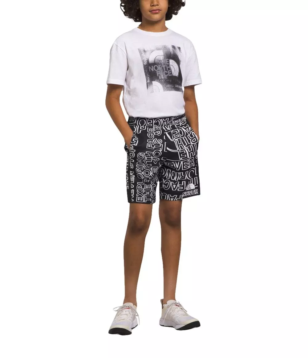 The North Face Big Boys' Never Stop Knit Training Shorts - Black/White - BLACK