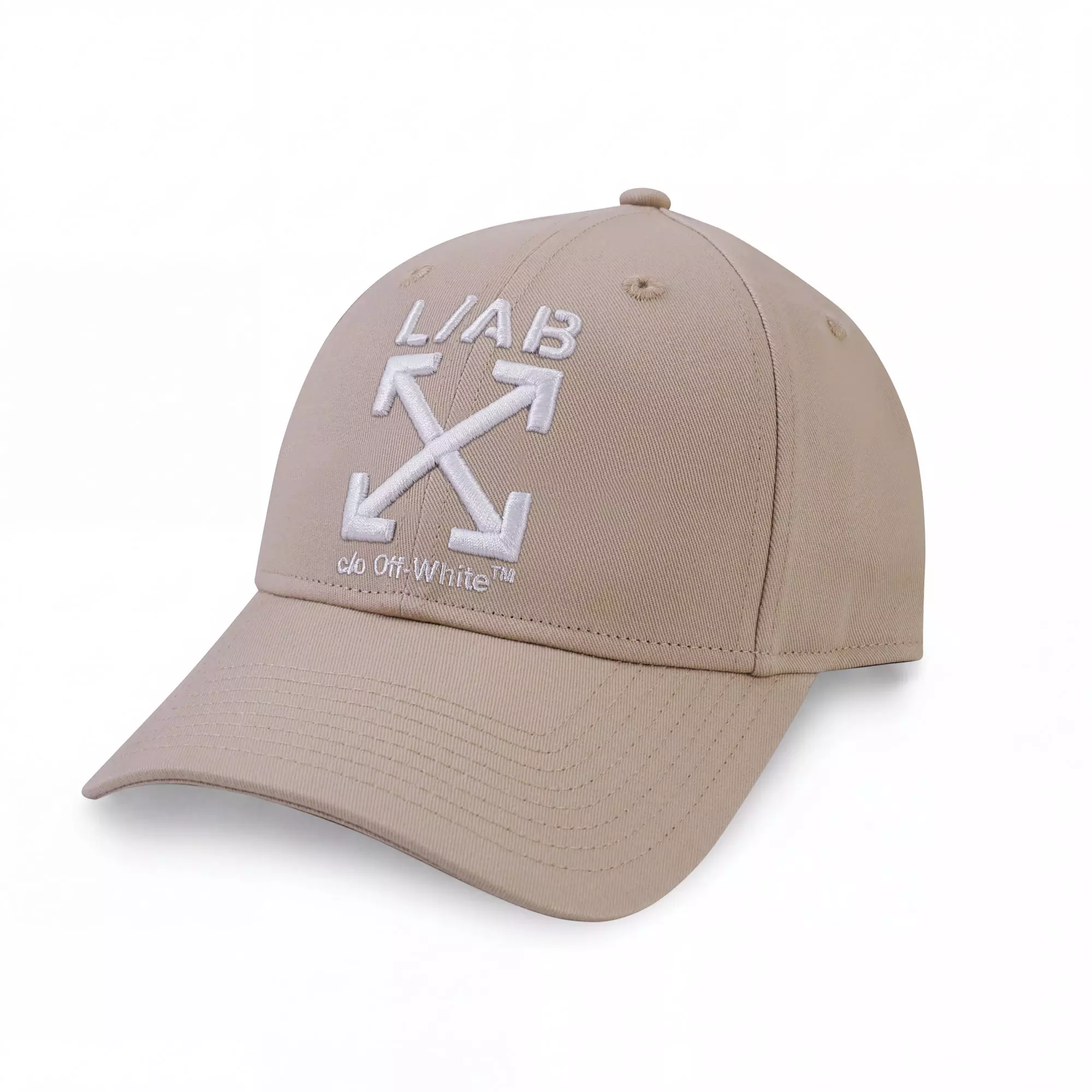 L/AB c/o Off-White Clamp Arrows Curved Brim Twill Hat - Cream - CREAM