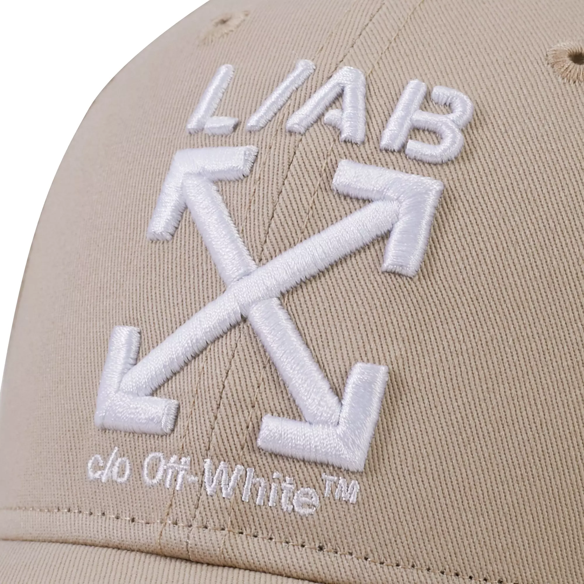 L/AB c/o Off-White Clamp Arrows Curved Brim Twill Hat - Cream - CREAM