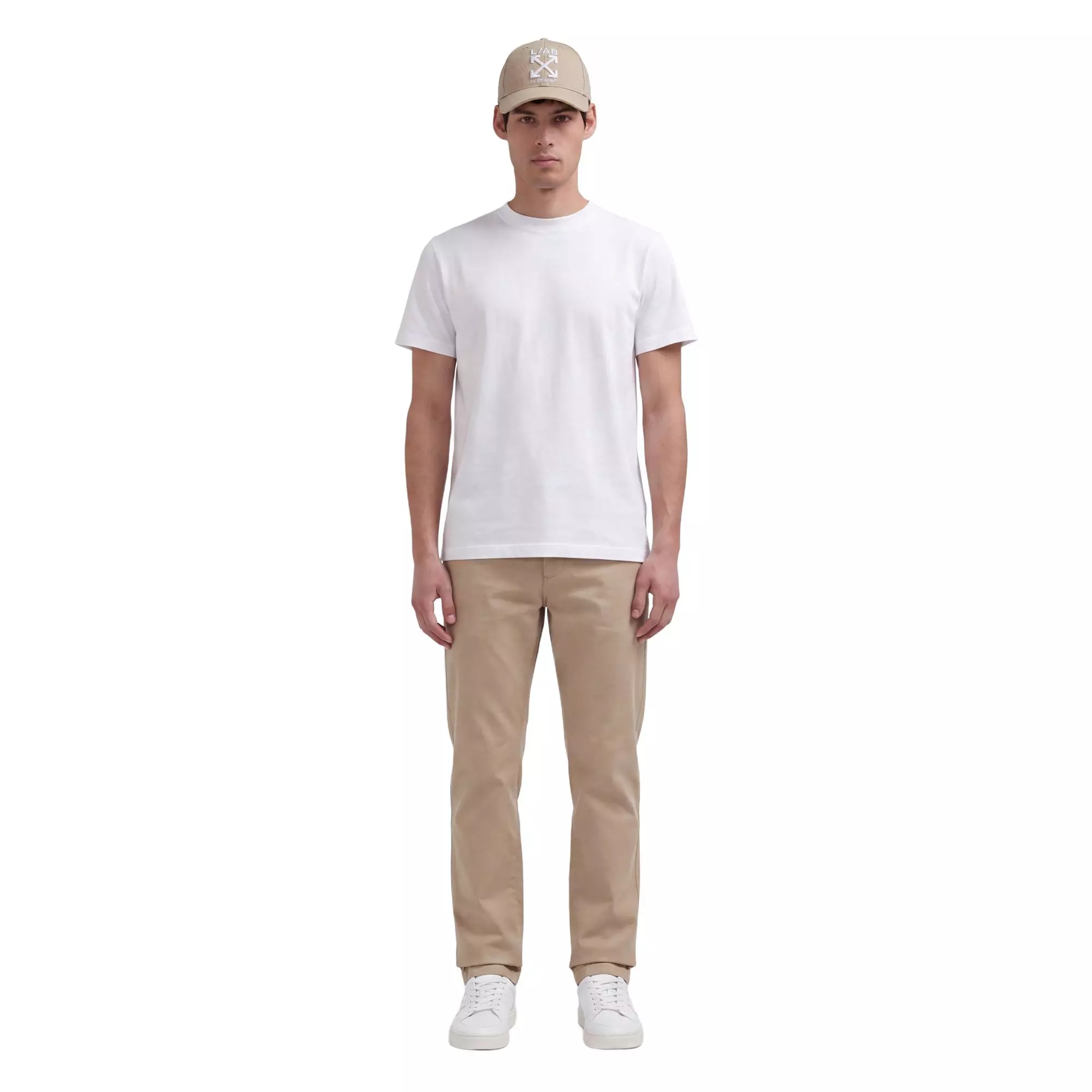 L/AB c/o Off-White Clamp Arrows Curved Brim Twill Hat - Cream - CREAM