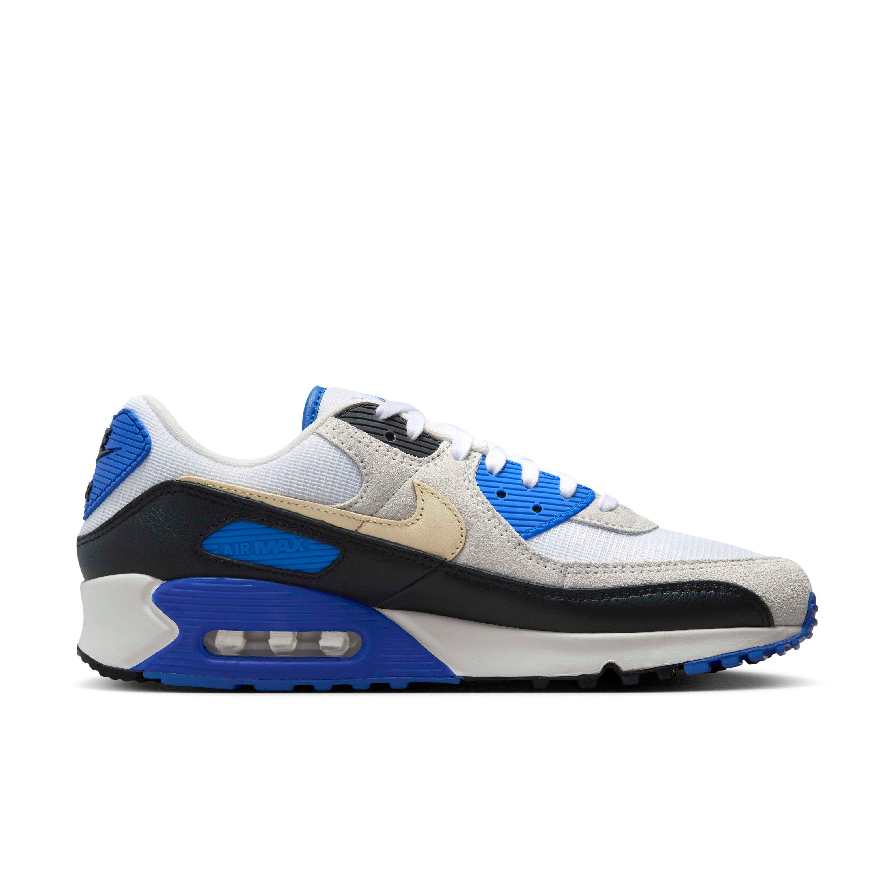 Nike Air Max 90 Premium "White/Racer Blue/Black/Khaki" Men's Shoe - WHITE/BLUE/BLACK/KHAKI