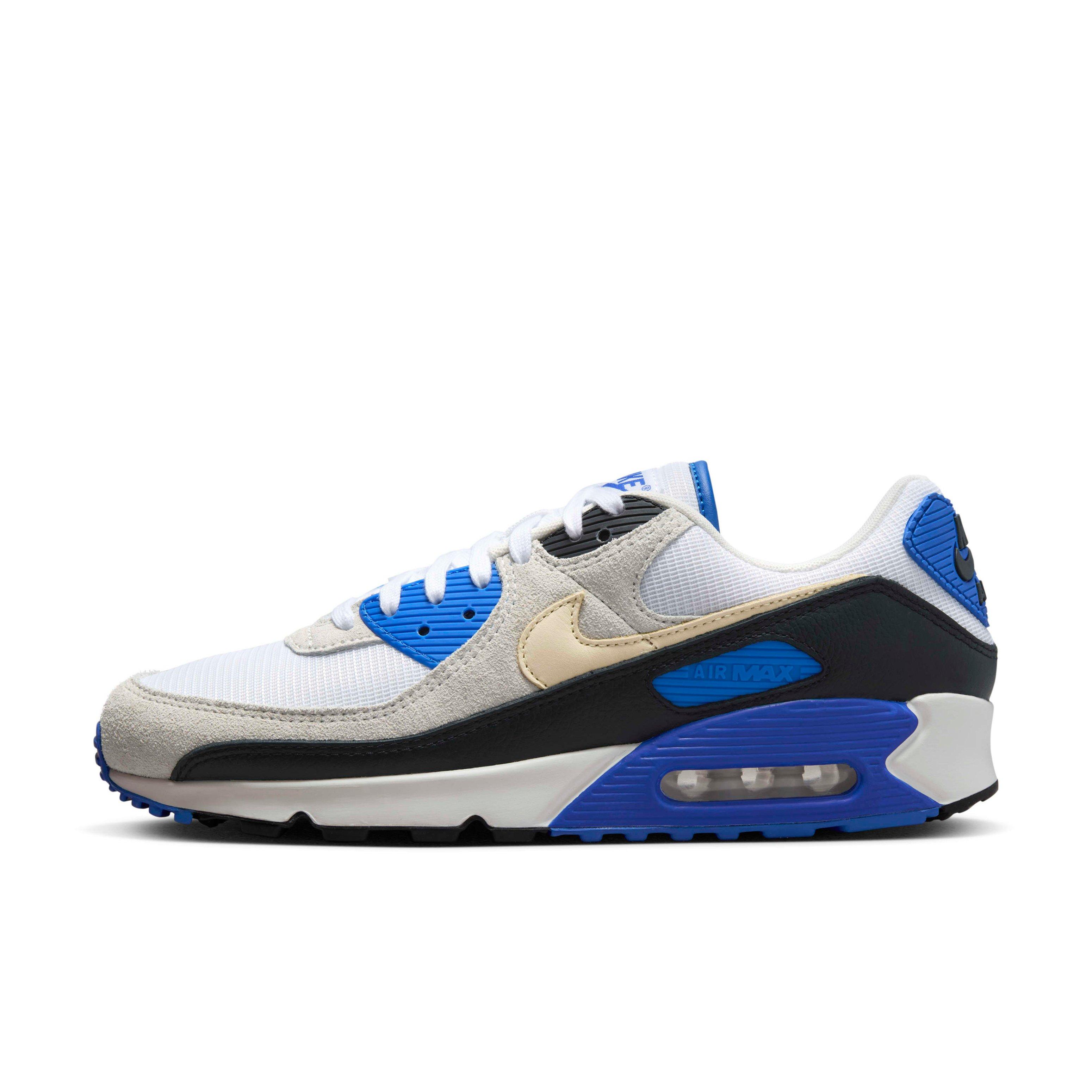 Nike Air Max 90 Premium "White/Racer Blue/Black/Khaki" Men's Shoe - WHITE/BLUE/BLACK/KHAKI Thumbnail View 2