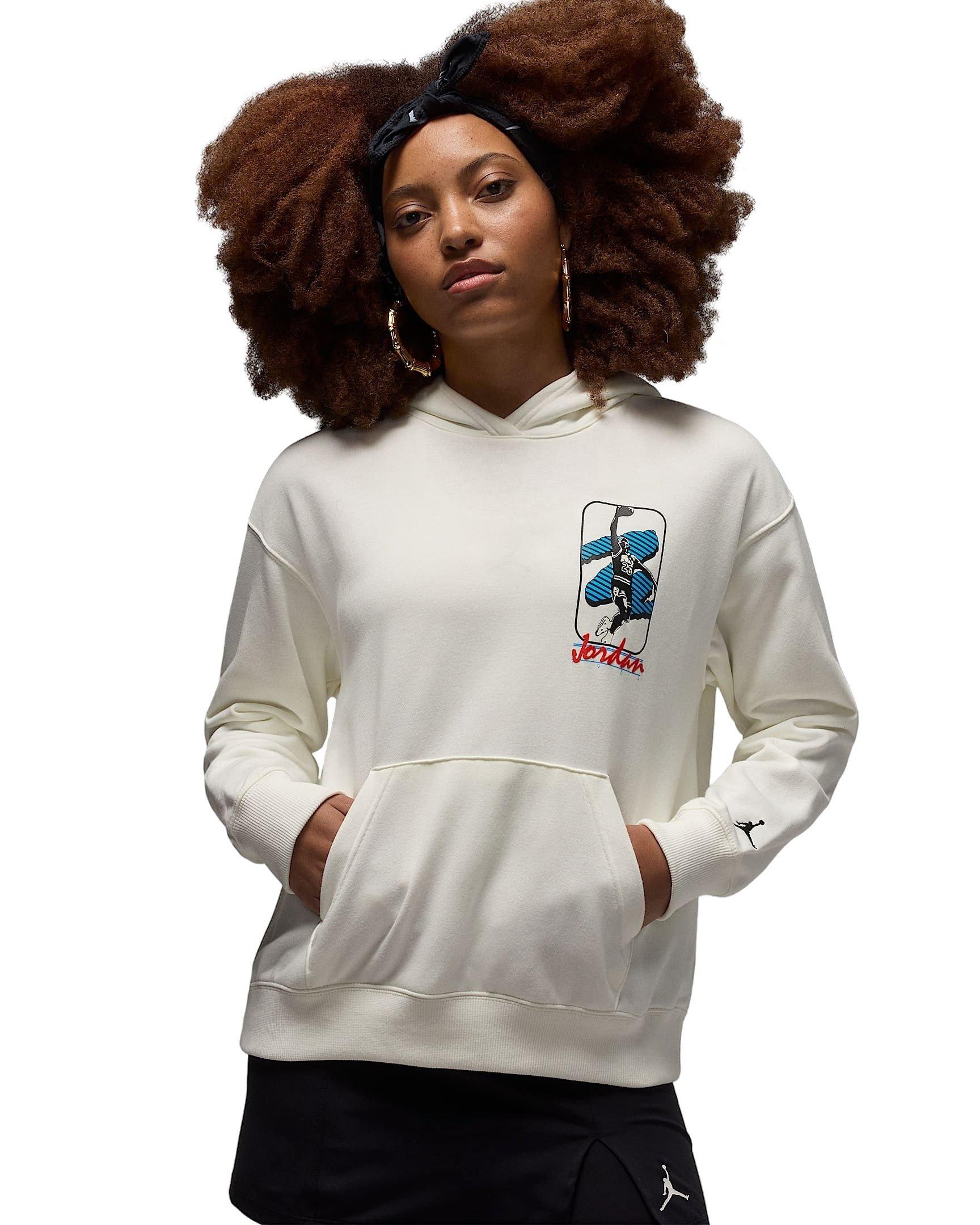 Jordan Women's Brooklyn Fleece​ Pullover Graphic J84 Hoodie - WHITE Thumbnail View 1