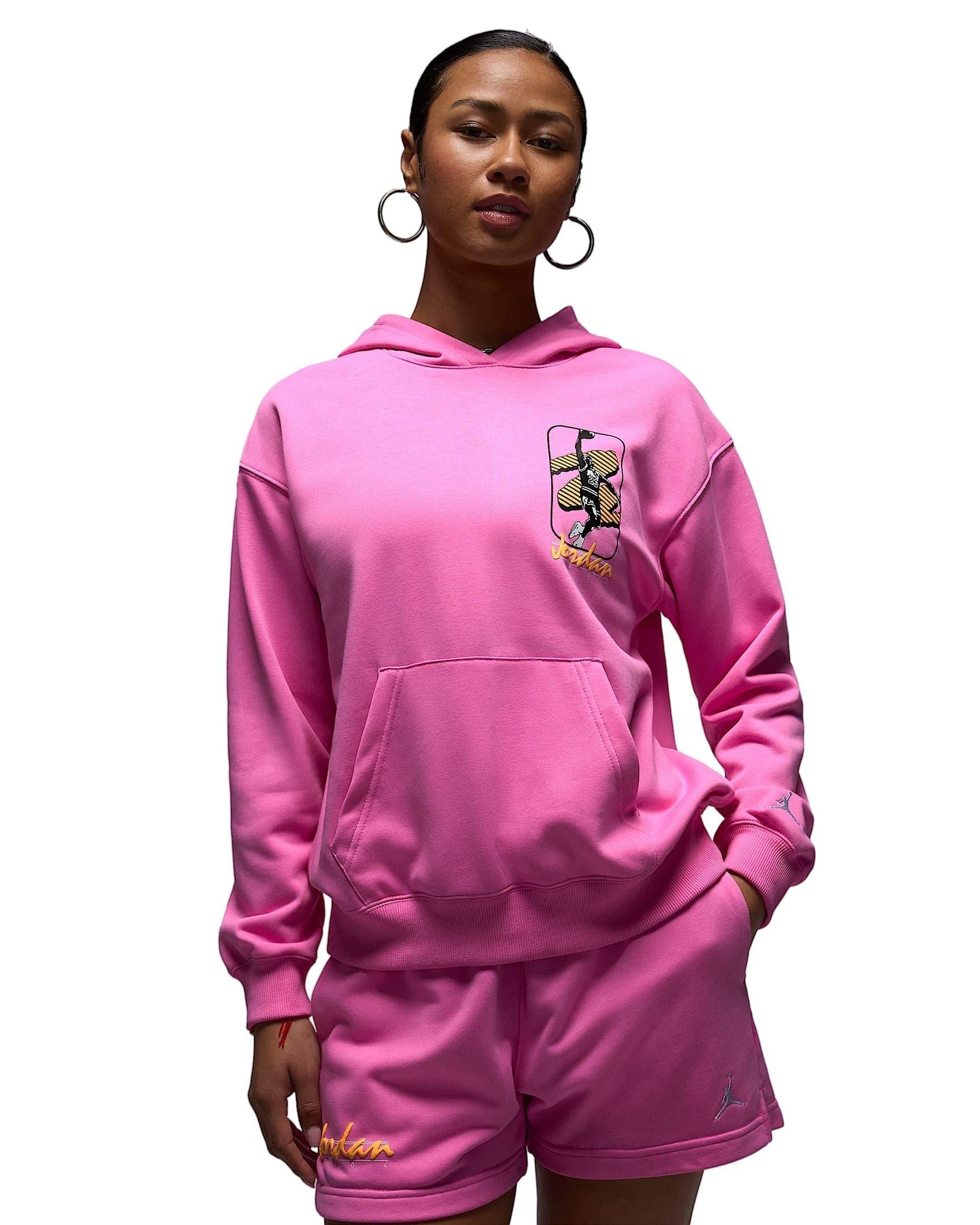 Jordan Women's Brooklyn Fleece​ Pullover Graphic J84 Hoodie - PINK Thumbnail View 1