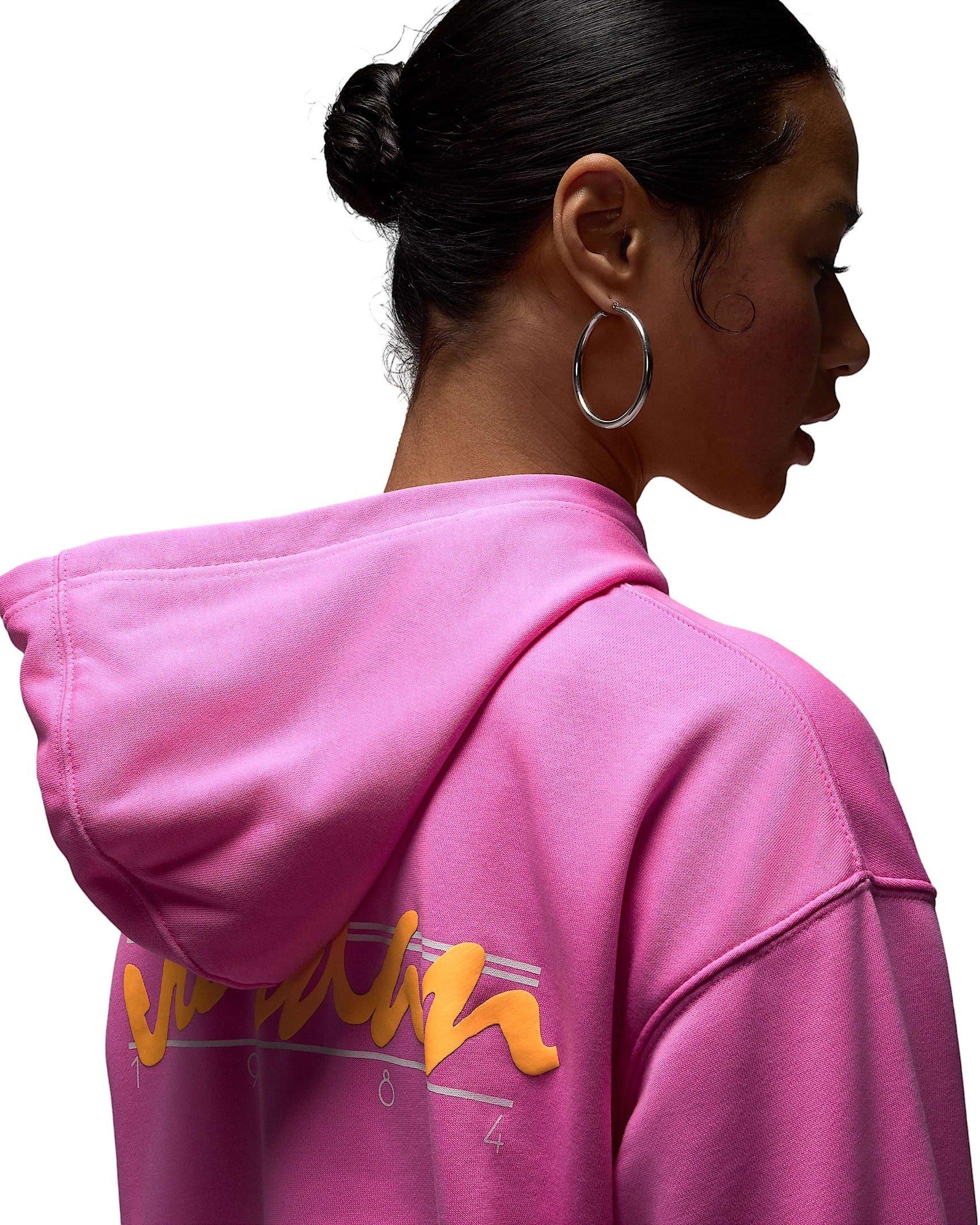 Jordan Women's Brooklyn Fleece​ Pullover Graphic J84 Hoodie - PINK Thumbnail View 4