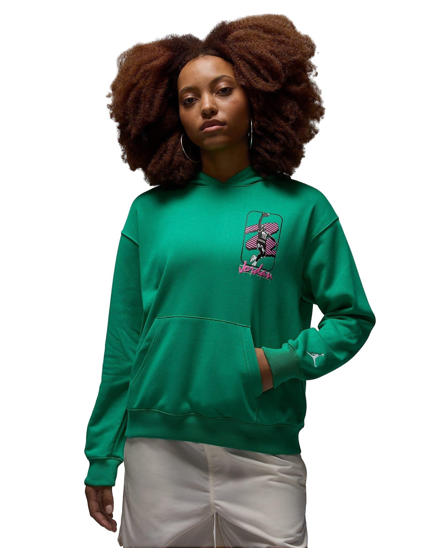 Jordan Women's Brooklyn Fleece​ Pullover Graphic J84 Hoodie - GREEN Thumbnail View 1
