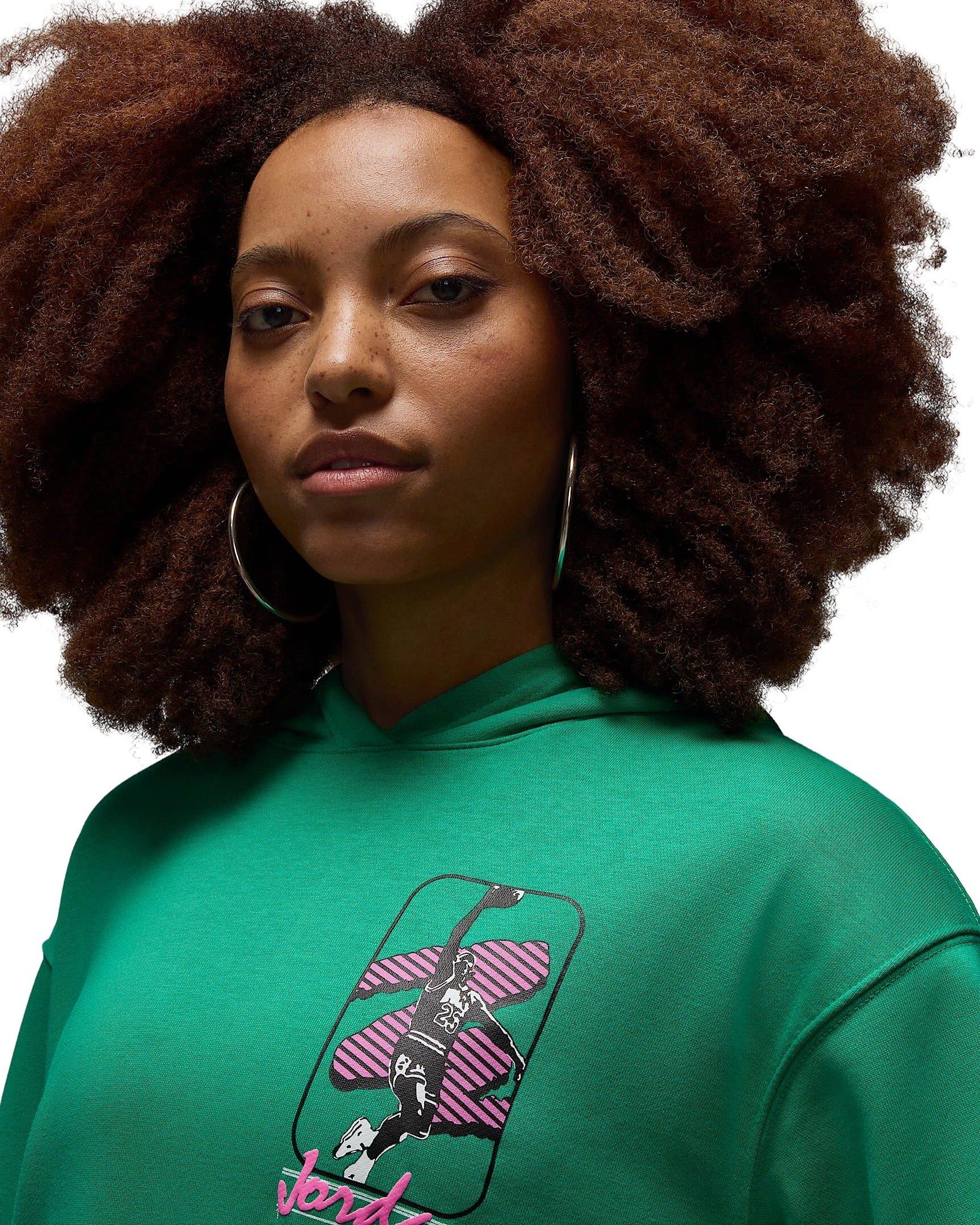 Jordan Women's Brooklyn Fleece​ Pullover Graphic J84 Hoodie - GREEN Thumbnail View 3