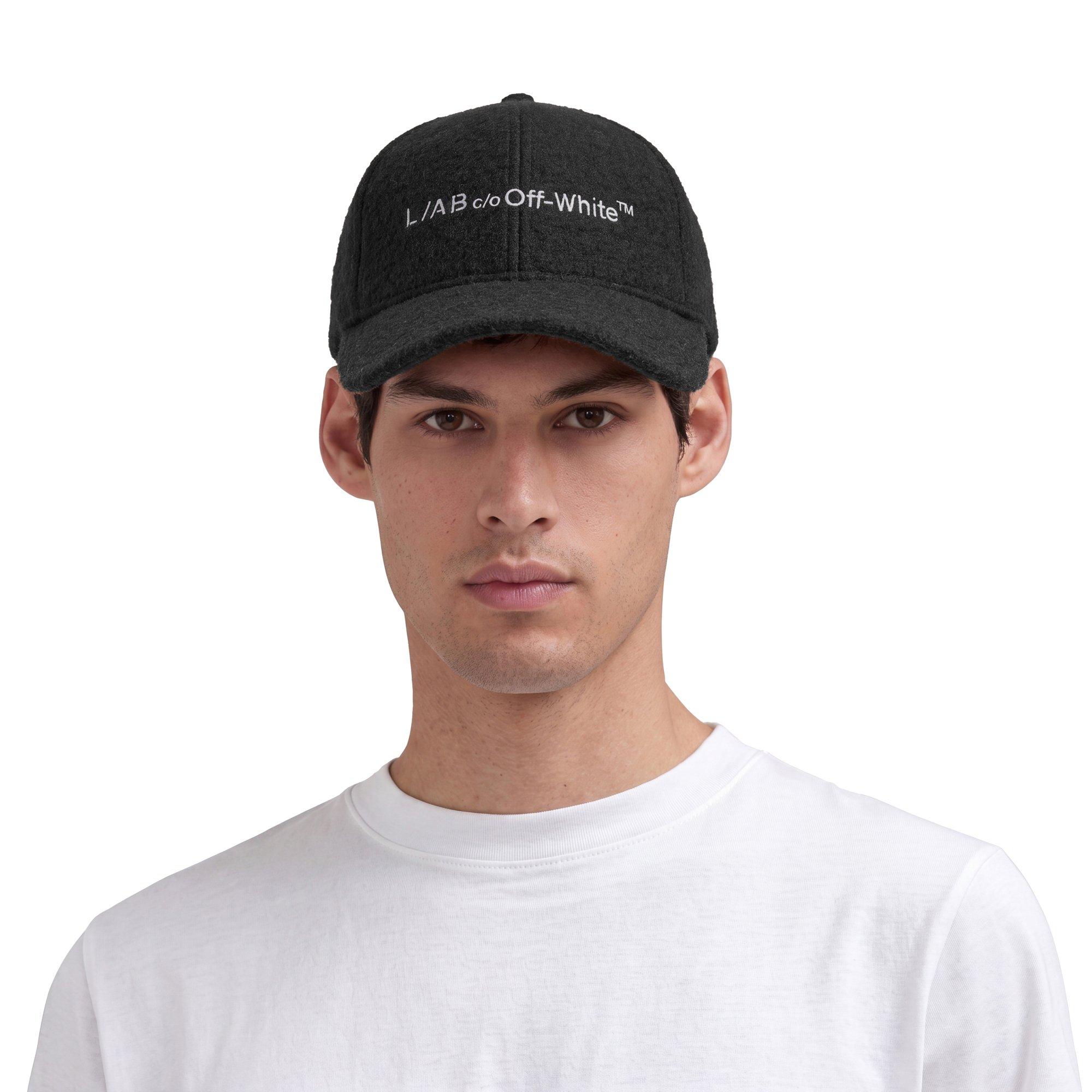L/AB c/o Off-White Embroidered Curved Brim Sherpa Hat - Black - BLACK