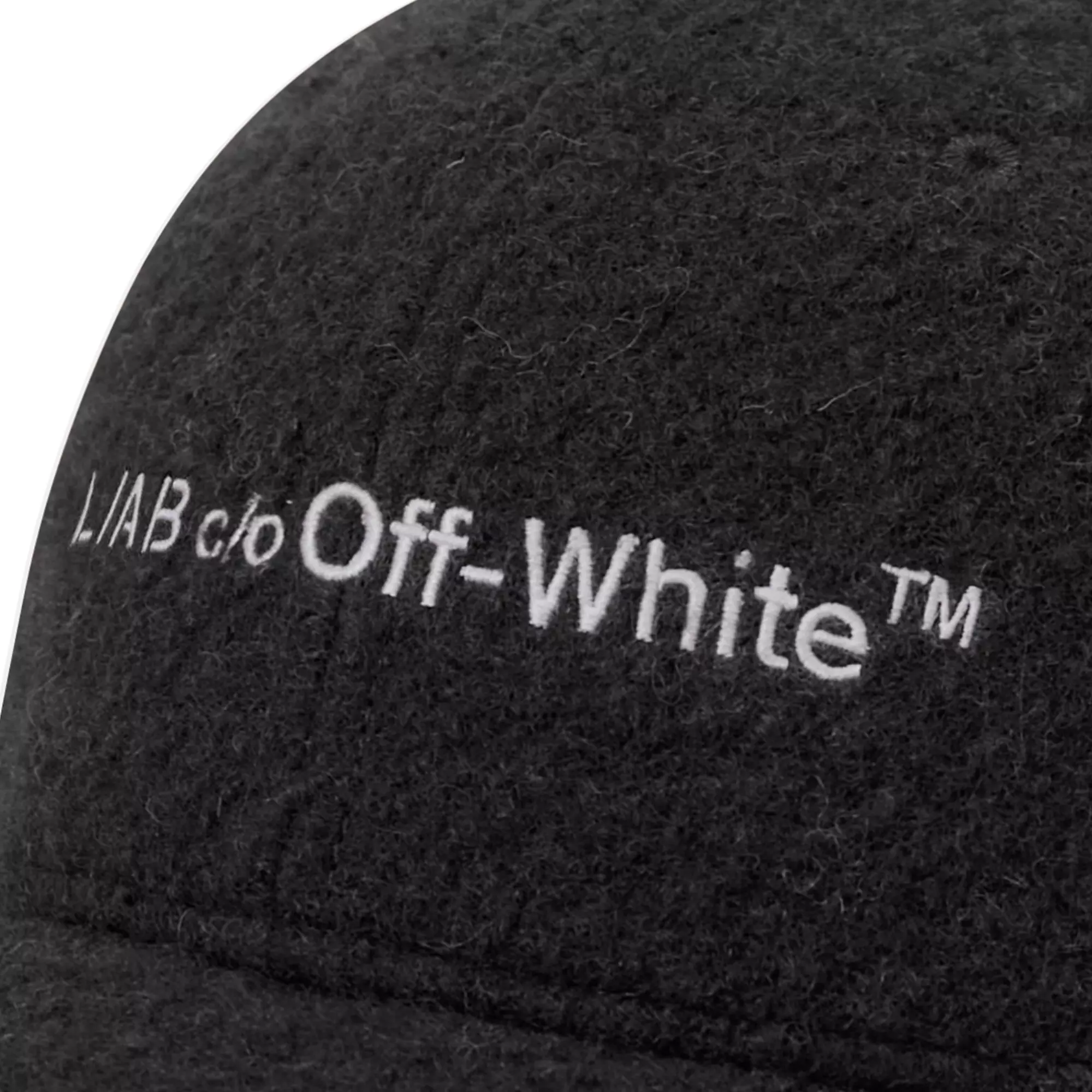 L/AB c/o Off-White Embroidered Curved Brim Sherpa Hat - Black - BLACK