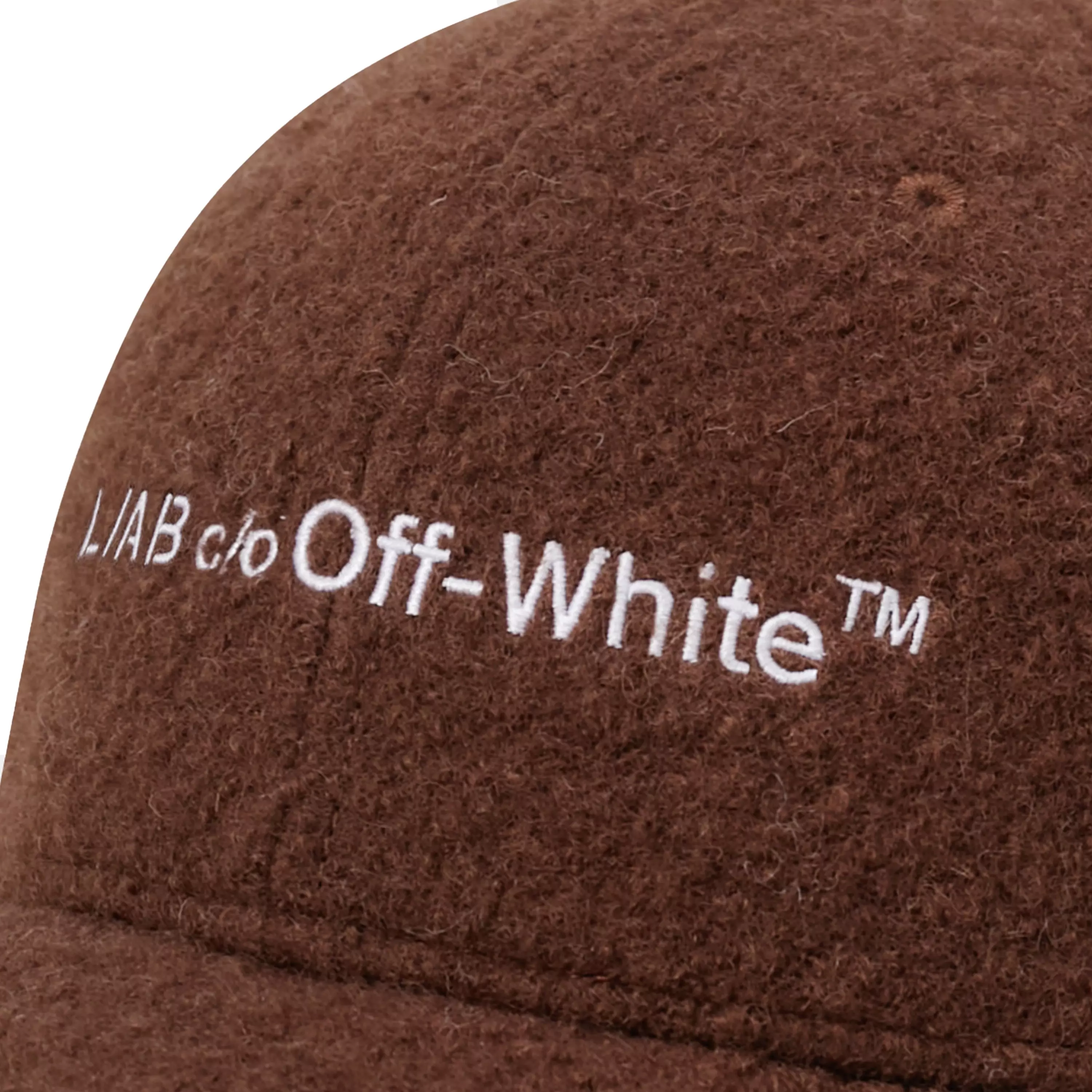 L/AB c/o Off-White Embroidered Curved Brim Sherpa Hat - Brown - BROWN