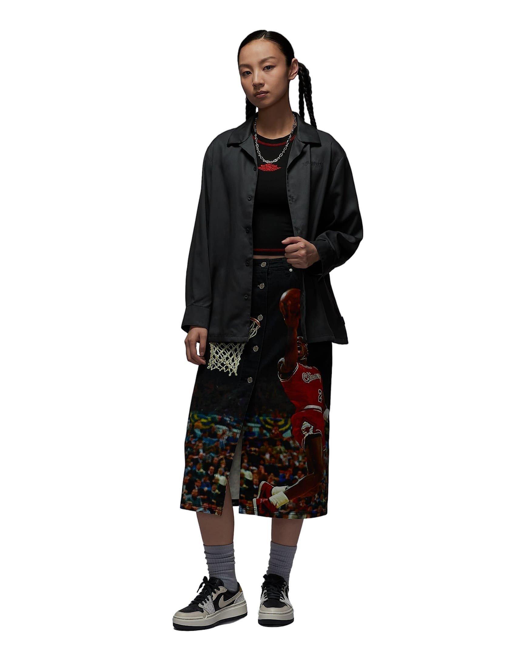 Jordan Air Women's Long-Sleeve Woven Top - DK GREY Thumbnail View 6