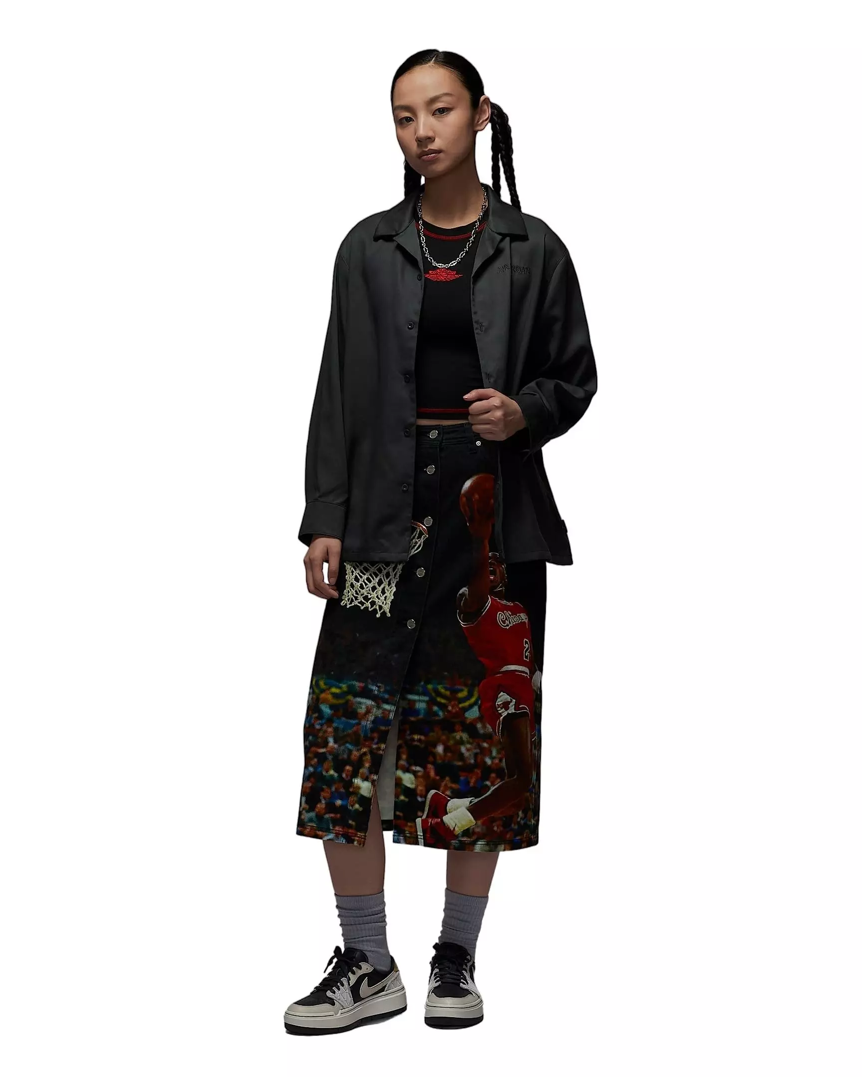 Jordan Air Women's Long-Sleeve Woven Top - DK GREY