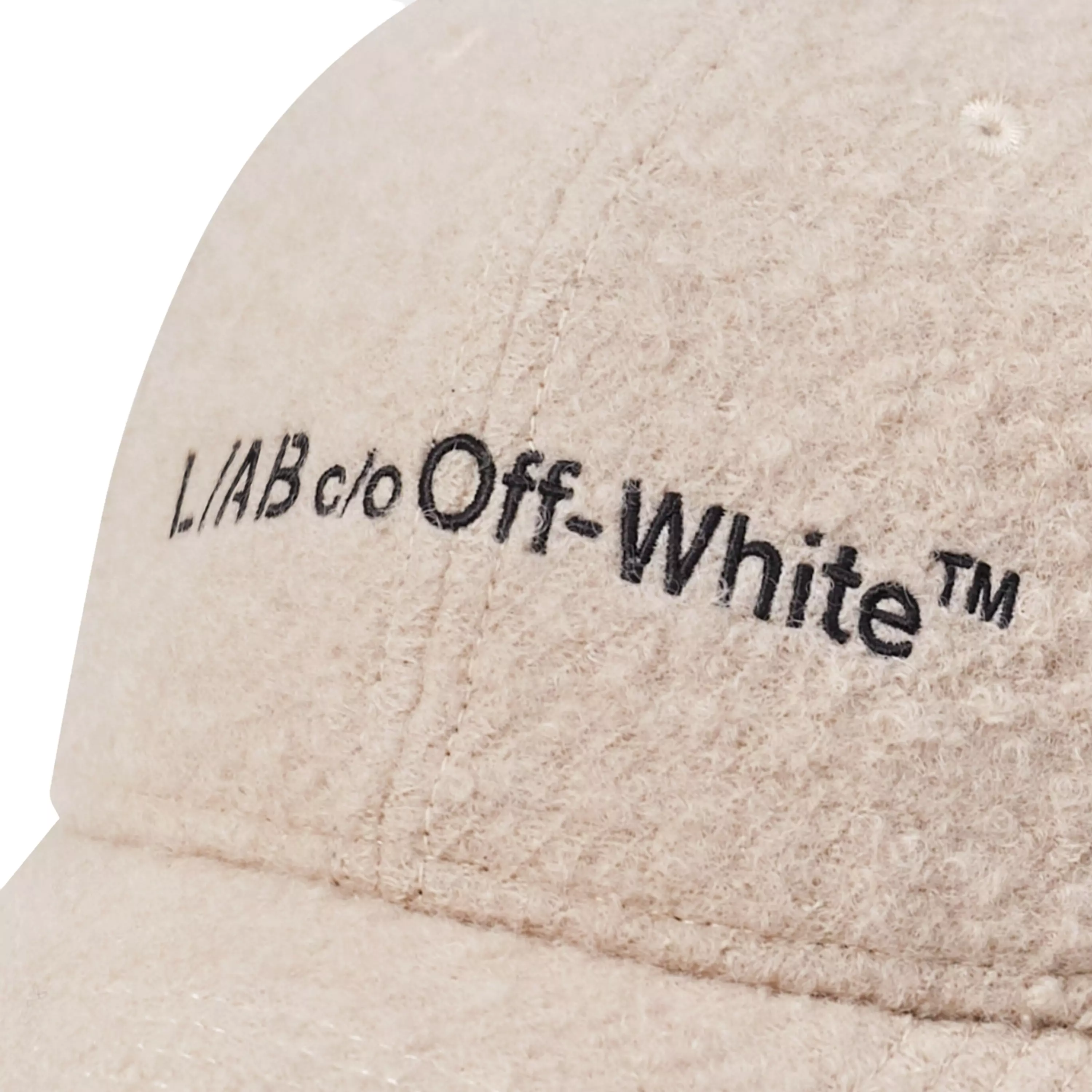 L/AB c/o Off-White Embroidered Curved Brim Sherpa Hat - Cream - CREAM